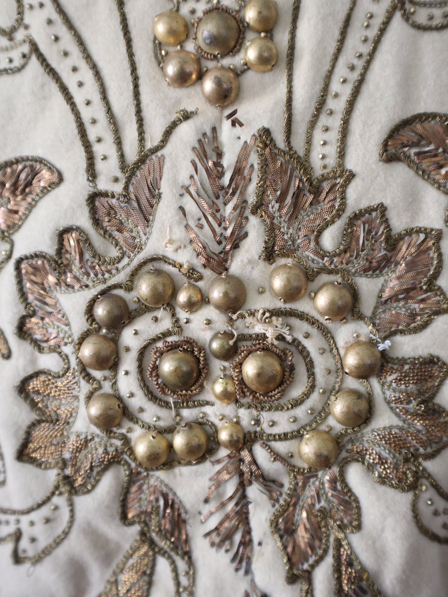 Exquisite 19th Century Gold Embellished Cream Wool Tunic French Opera Costume Metal Trim Centurion Roman