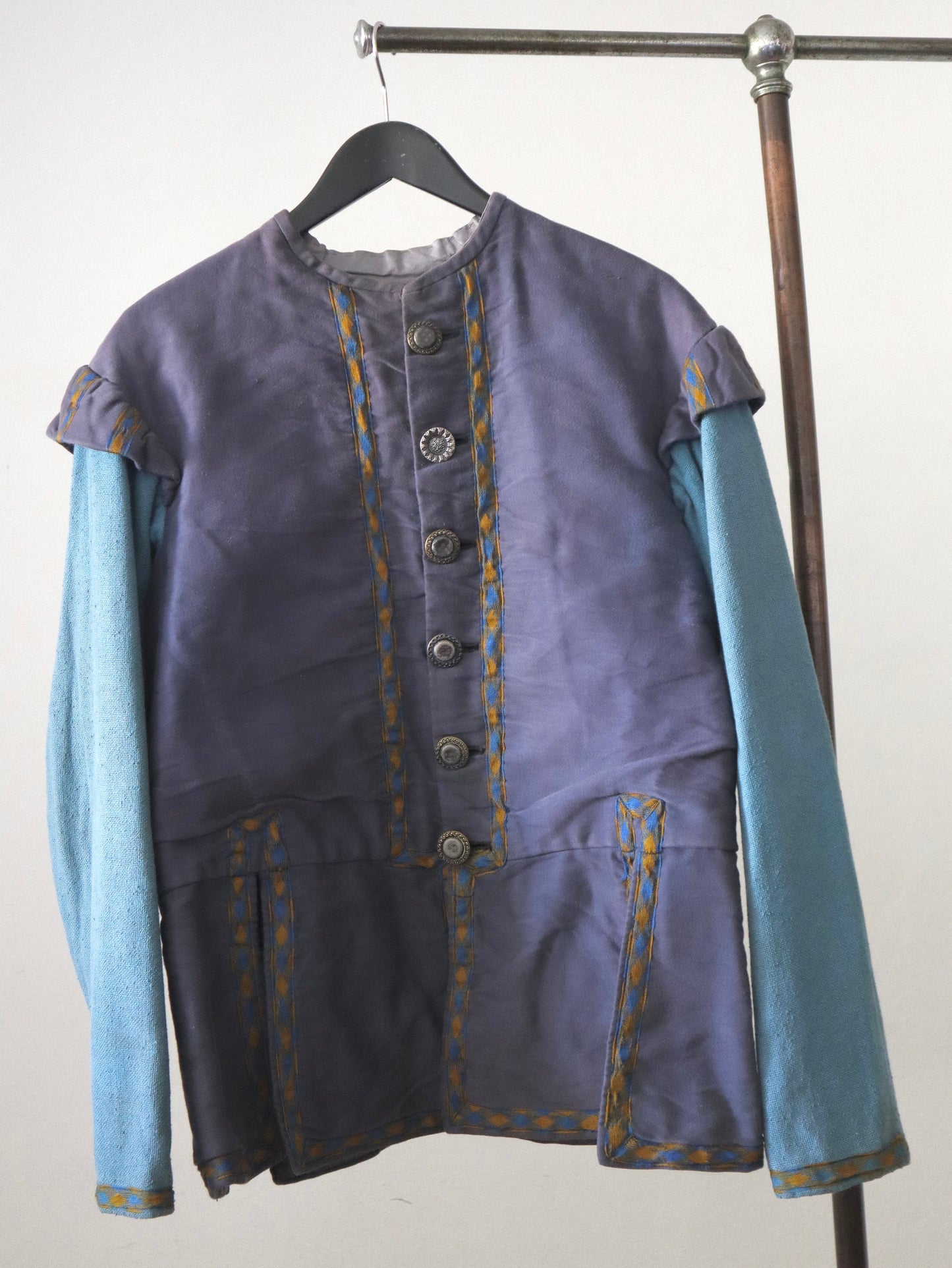 Antique French Theatre Costume Jacket Blue cotton early 1900s 1910s
