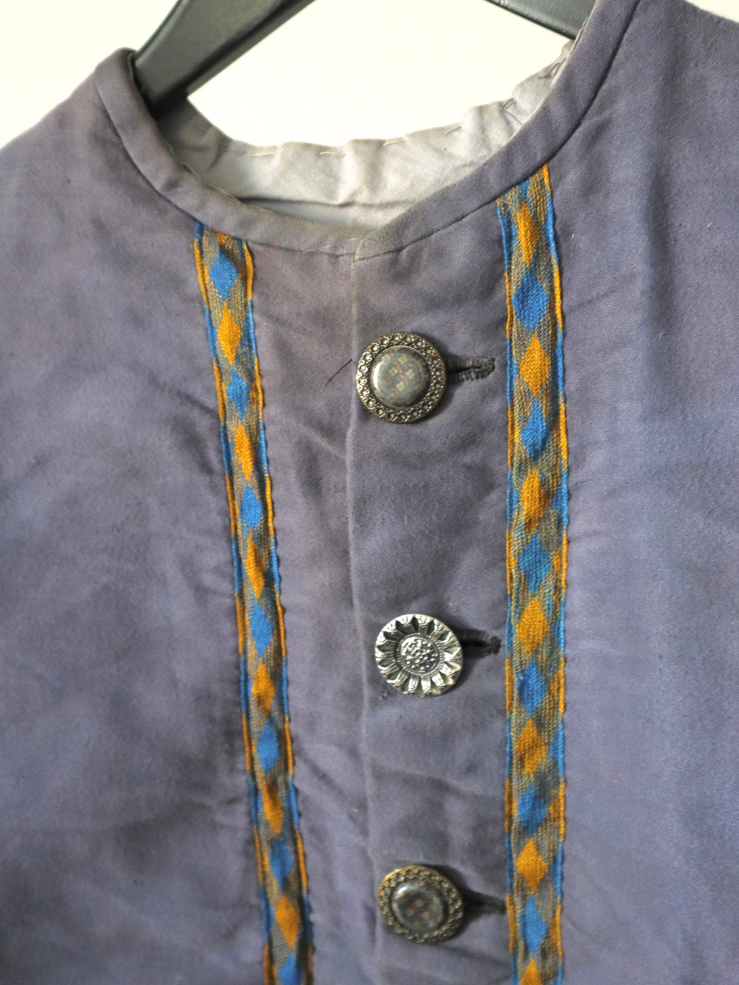 Antique French Theatre Costume Jacket Blue cotton early 1900s 1910s