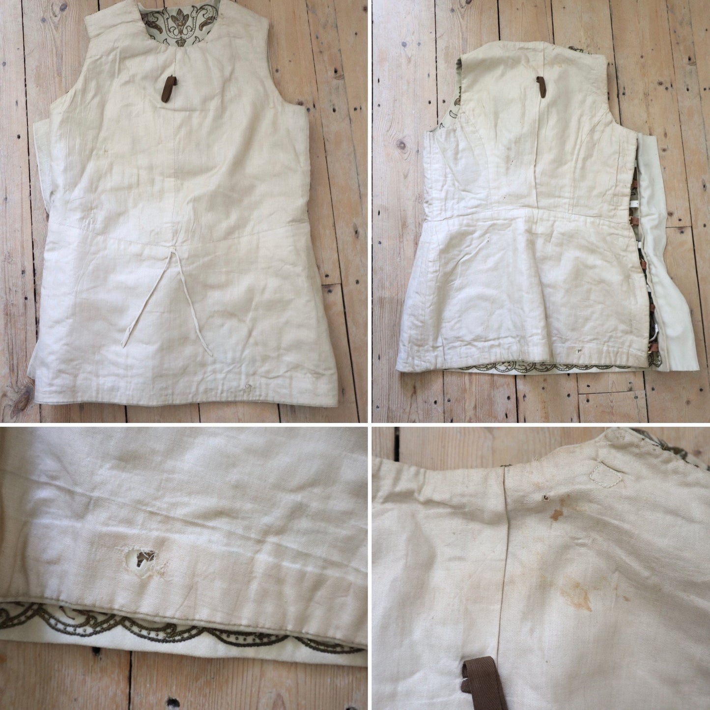 Exquisite 19th Century Gold Embellished Cream Wool Tunic French Opera Costume Metal Trim Centurion Roman