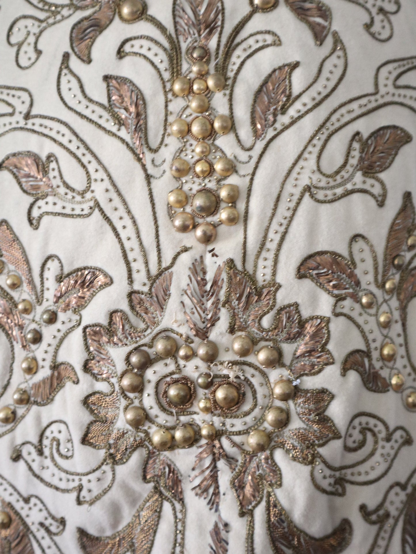 Exquisite 19th Century Gold Embellished Cream Wool Tunic French Opera Costume Metal Trim Centurion Roman