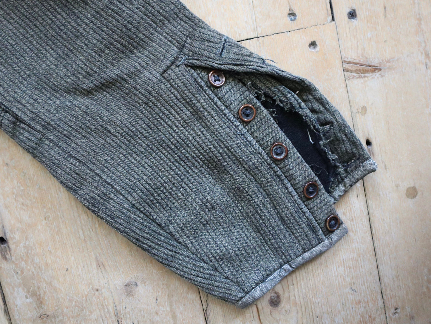 1930s French Brown Breeches Cotton Ribbed Workwear Hunting Trousers Pants
