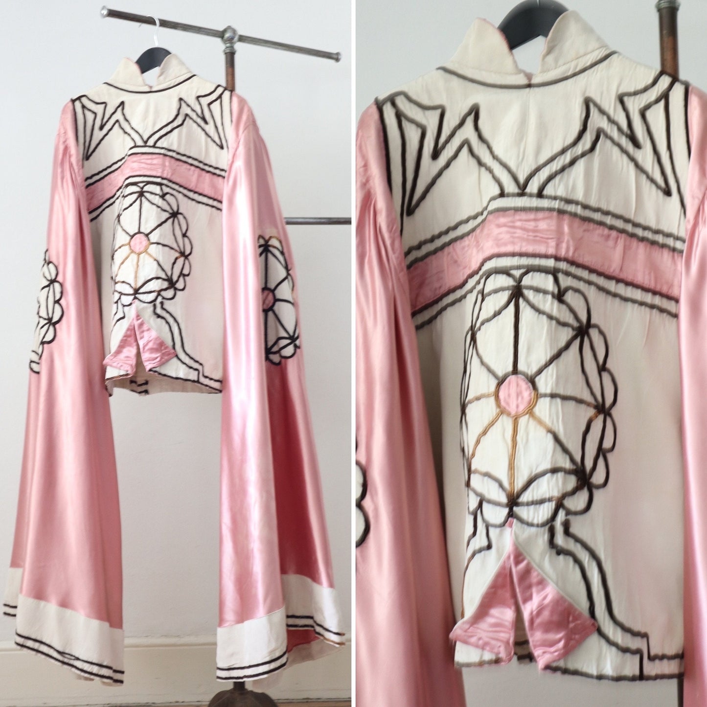 1930s 40s French Two Piece Costume Opera Henri Lebrun Paris Tunic Pink Oyster Tunic Skirt