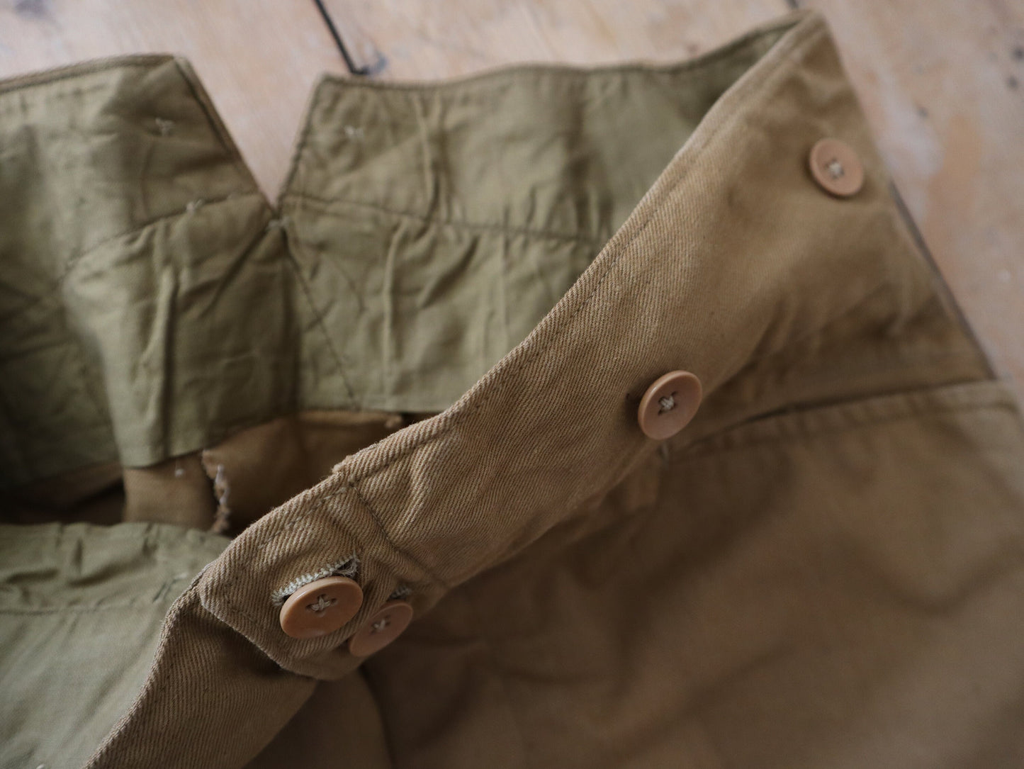 1930s French Brown Cotton Twill Breeches Trousers Pants Workwear Chore Tan