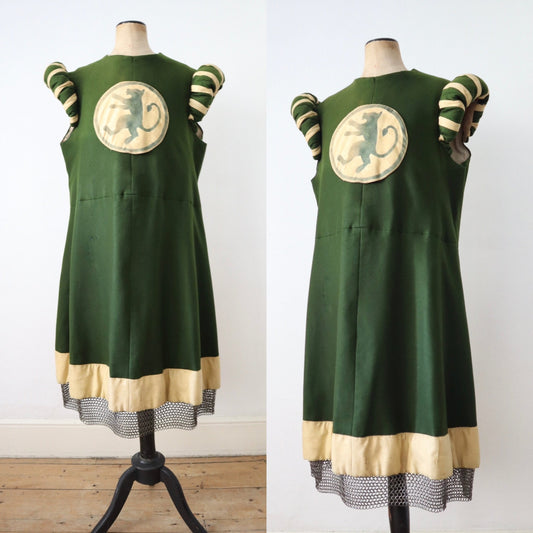 Antique 1890s 1900s French Opera Costume by Mathieu & Solatges – Medieval Tunic with Chainmail Hem Lion