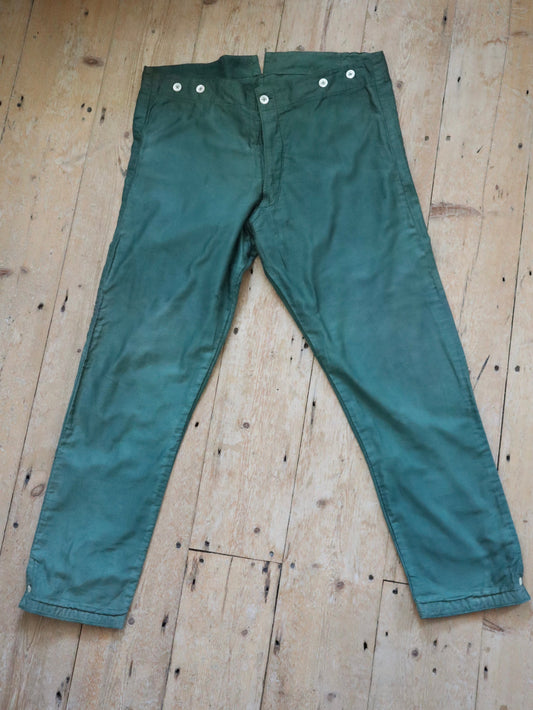1910s French Green Cotton Trousers Pants Theatre Costume