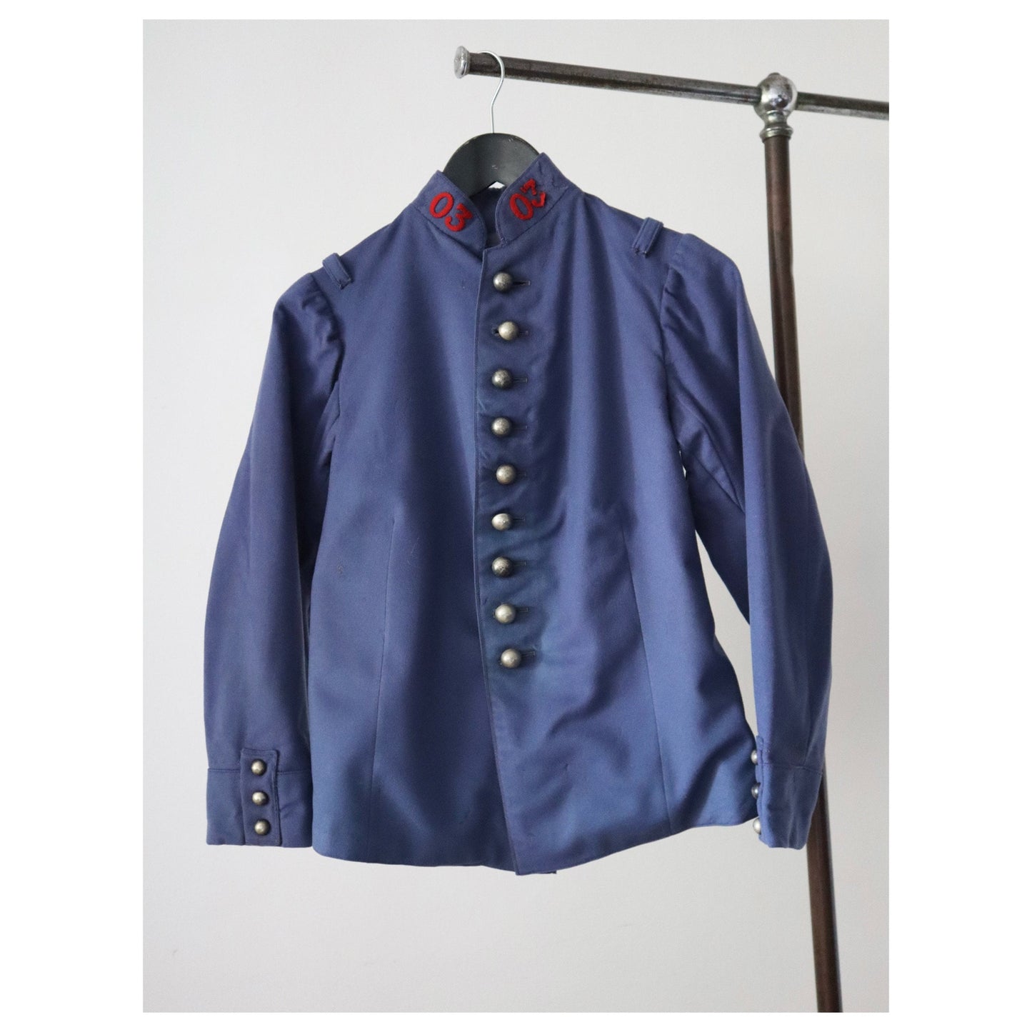 1930s French Jacket Blue Wool Military Style Theatre Costume Blue Wool