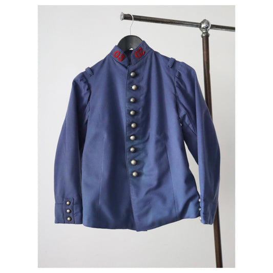 1930s French Jacket Blue Wool Military Style Theatre Costume Blue Wool