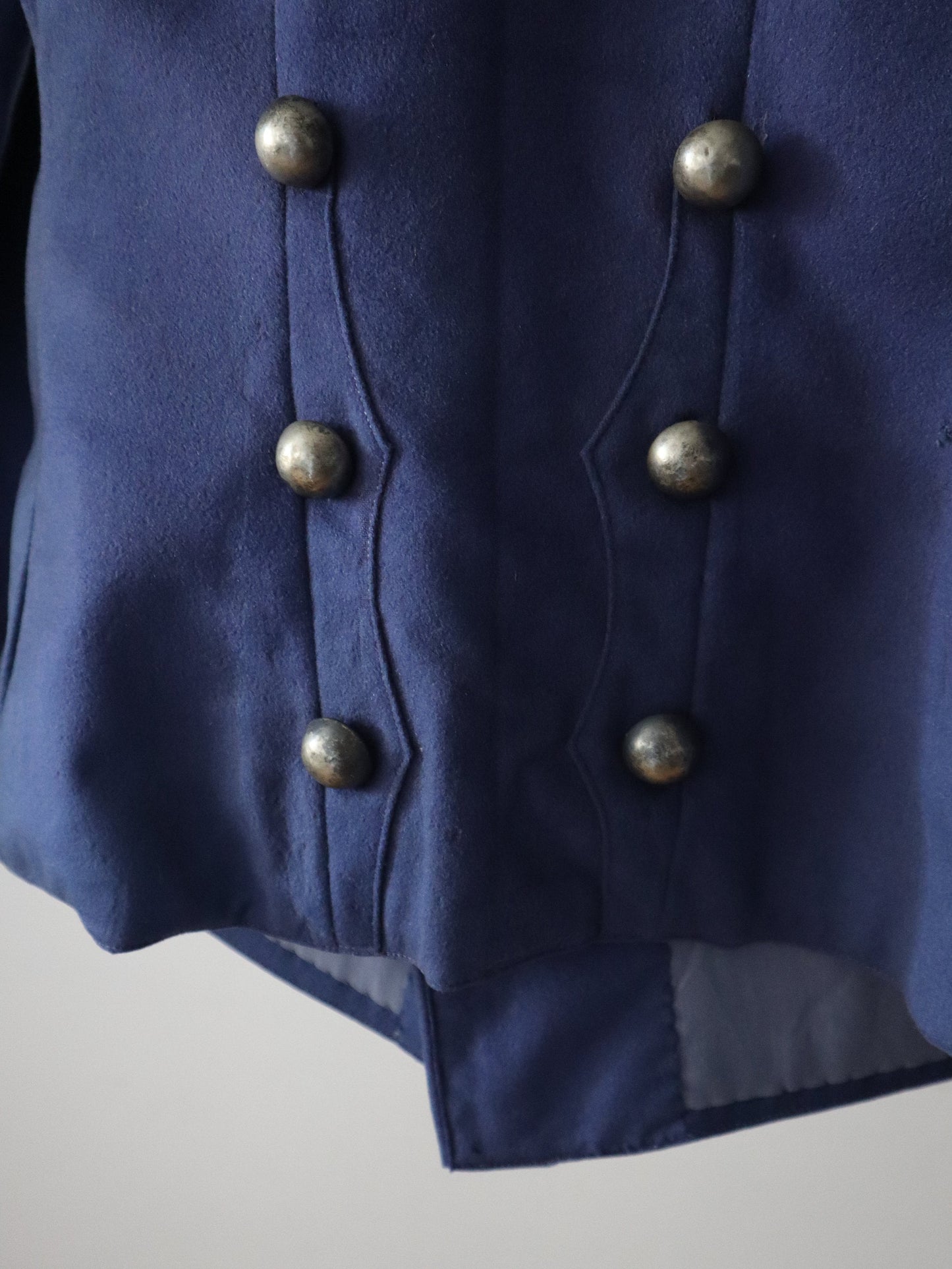 1930s French Jacket Blue Wool Military Style Theatre Costume Blue Wool