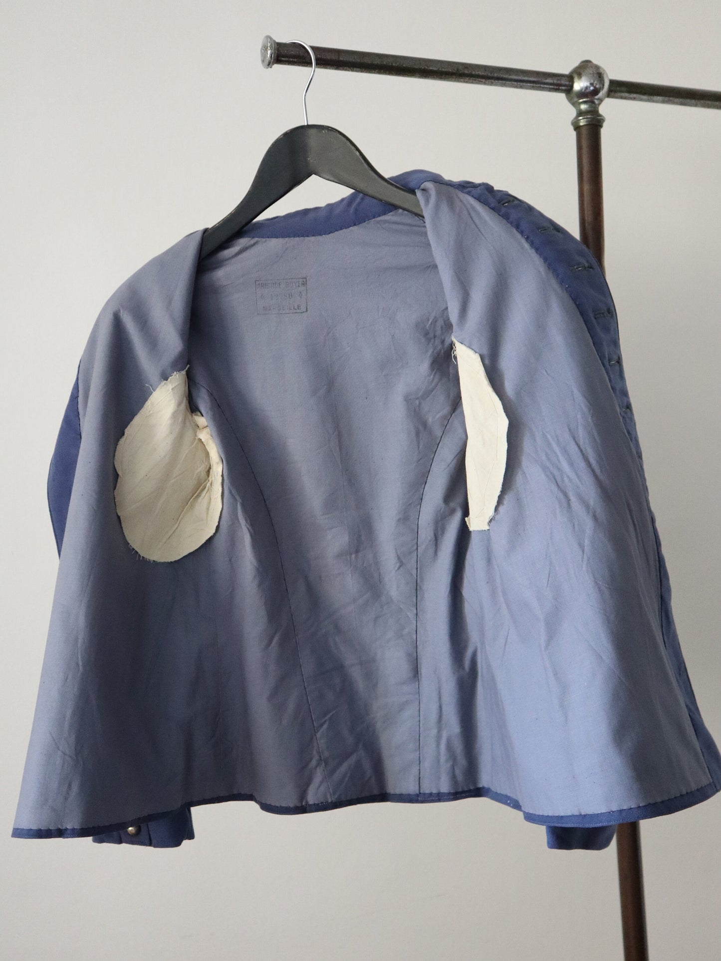 1930s French Jacket Blue Wool Military Style Theatre Costume Blue Wool