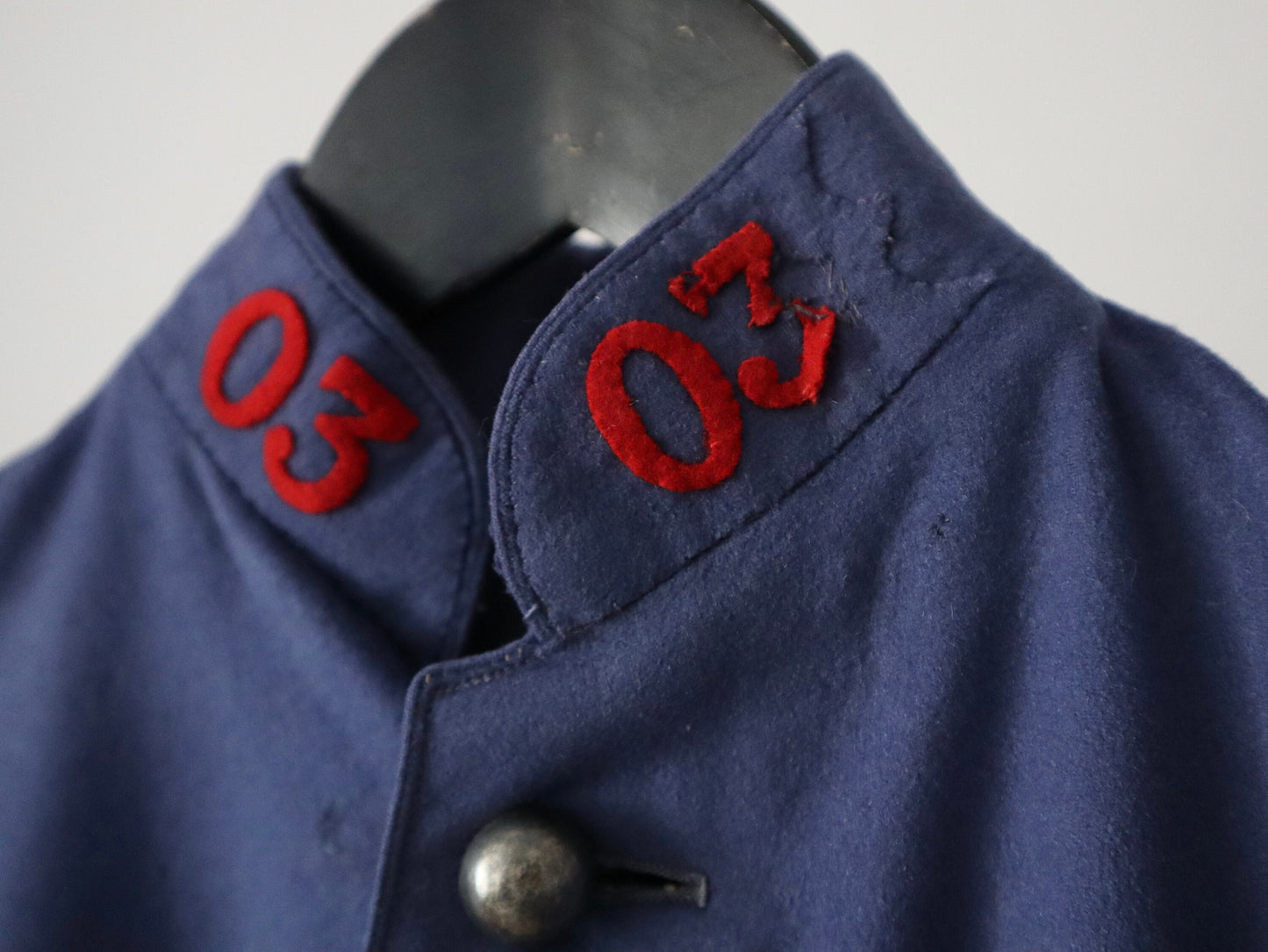 1930s French Jacket Blue Wool Military Style Theatre Costume Blue Wool