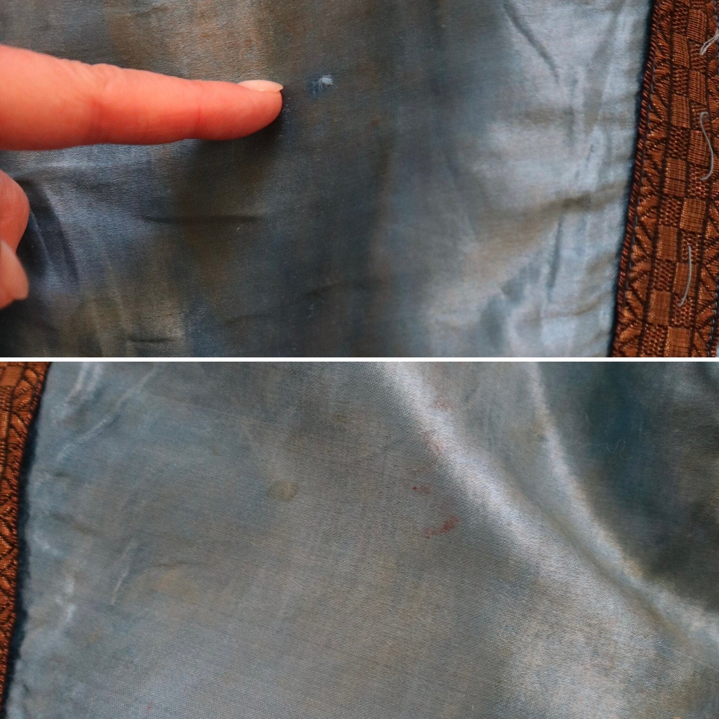 1920s French Theatre Opera Costume Jacket Oriental Style Wide Sleeves Gold Metal Ribbon Trim Yellow Blue
