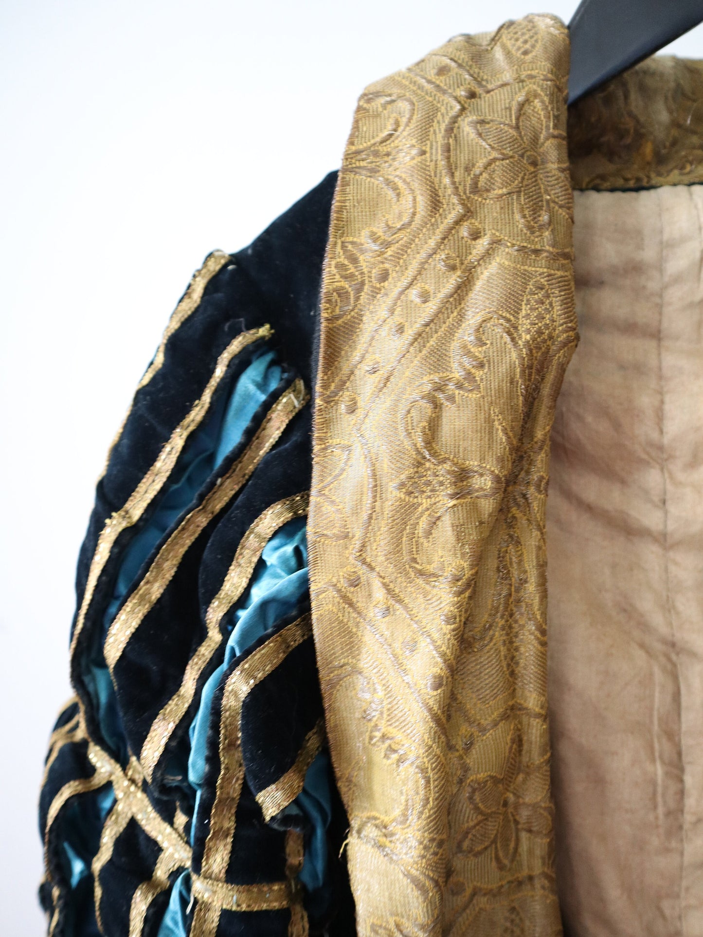 Antique c.1910s French Opera Costume | Renaissance Revival Tunic | Aristide Boyer Marseille | Black Velvet & Gold Lamé