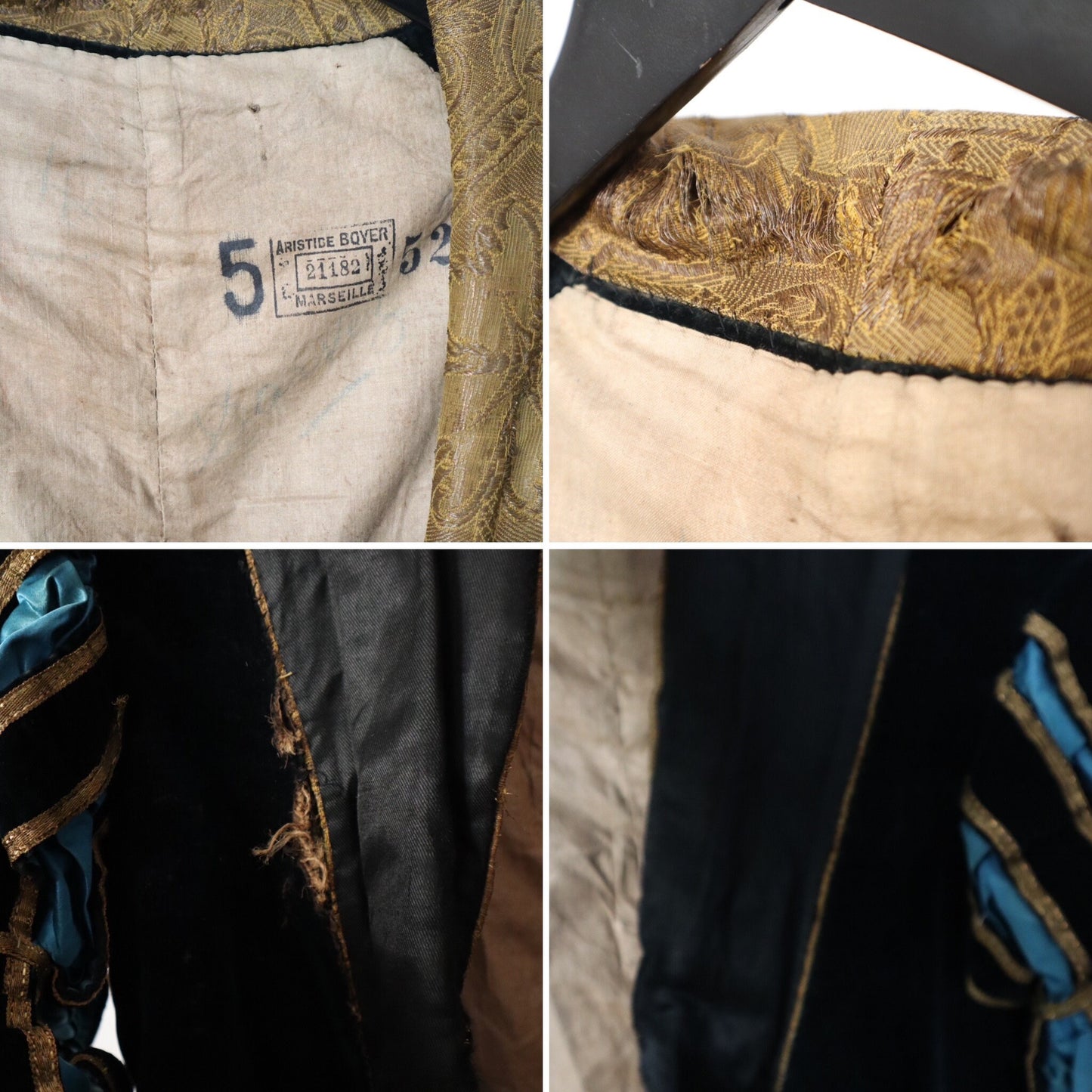 Antique c.1910s French Opera Costume | Renaissance Revival Tunic | Aristide Boyer Marseille | Black Velvet & Gold Lamé