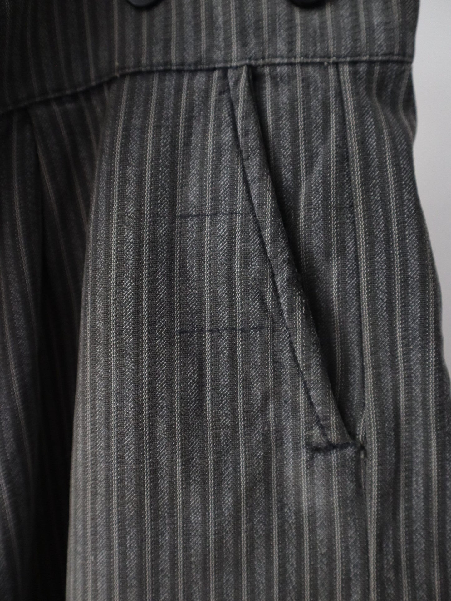 French 1940s Workwear Trousers Grey Stripe Salt Pepper Cotton Chore Pants