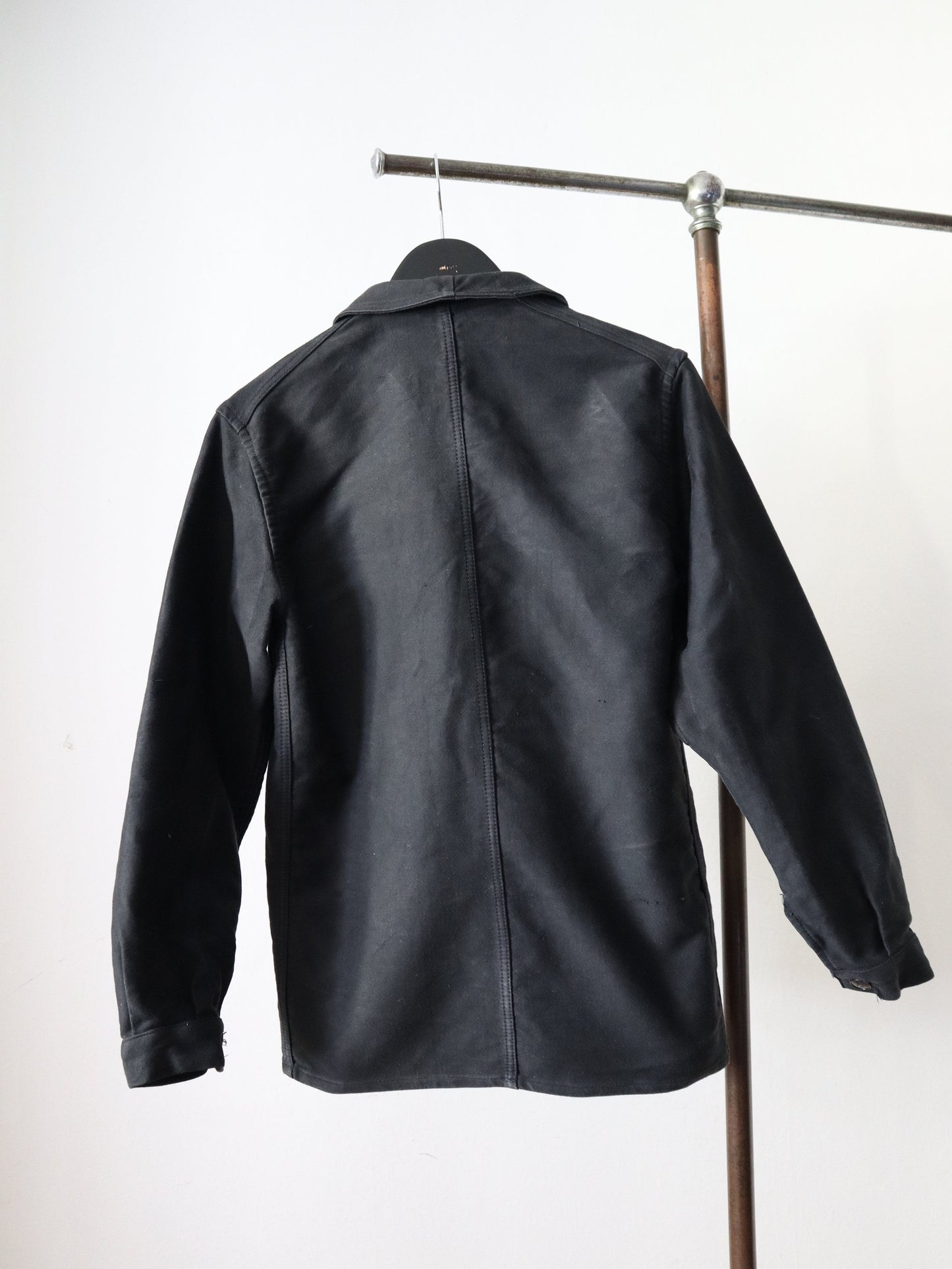 1940s French Black Moleskin Workwear Chore Jacket Coat Le Salvetat