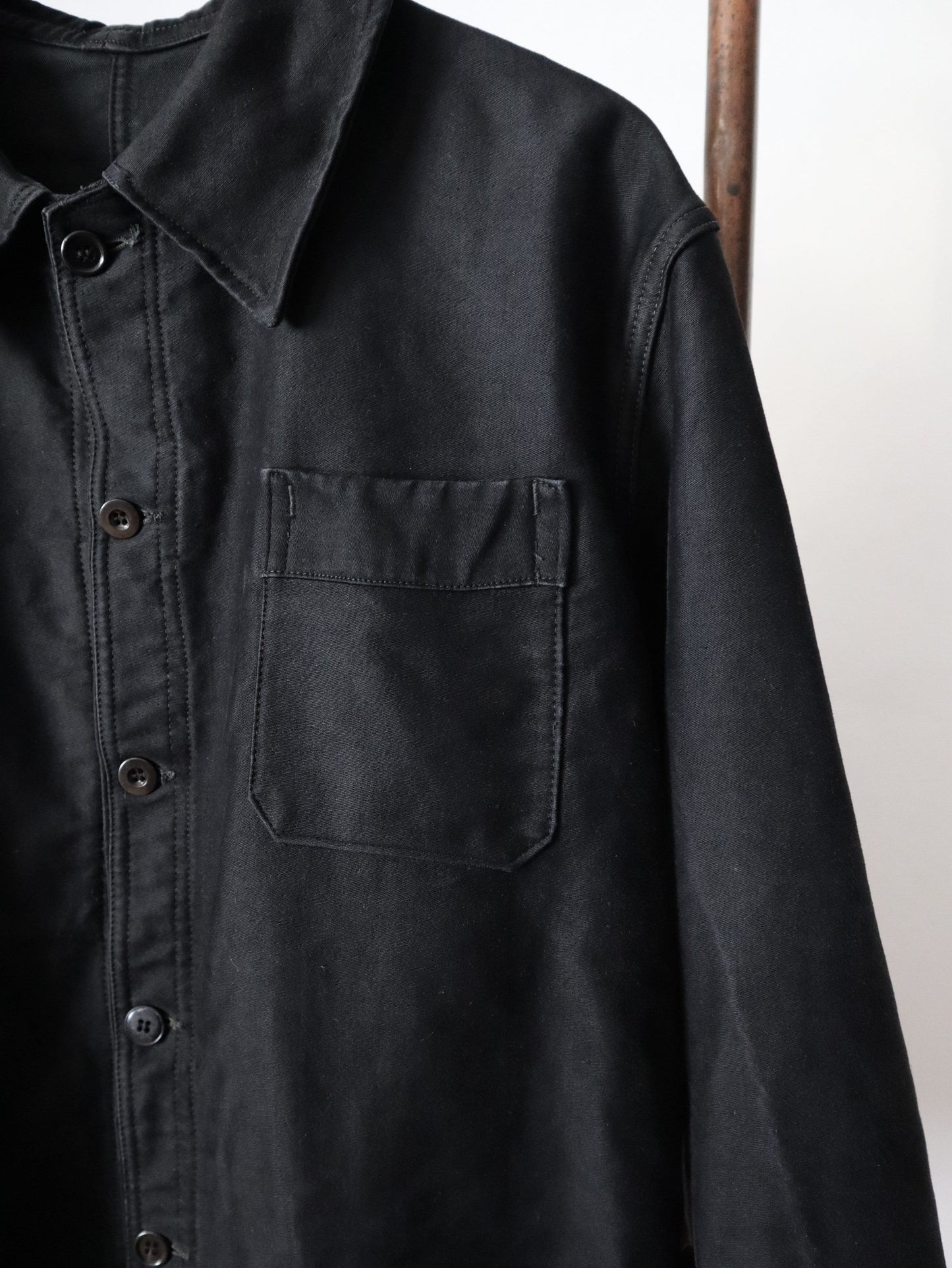 1940s French Black Moleskin Workwear Chore Jacket Coat Le Populaire