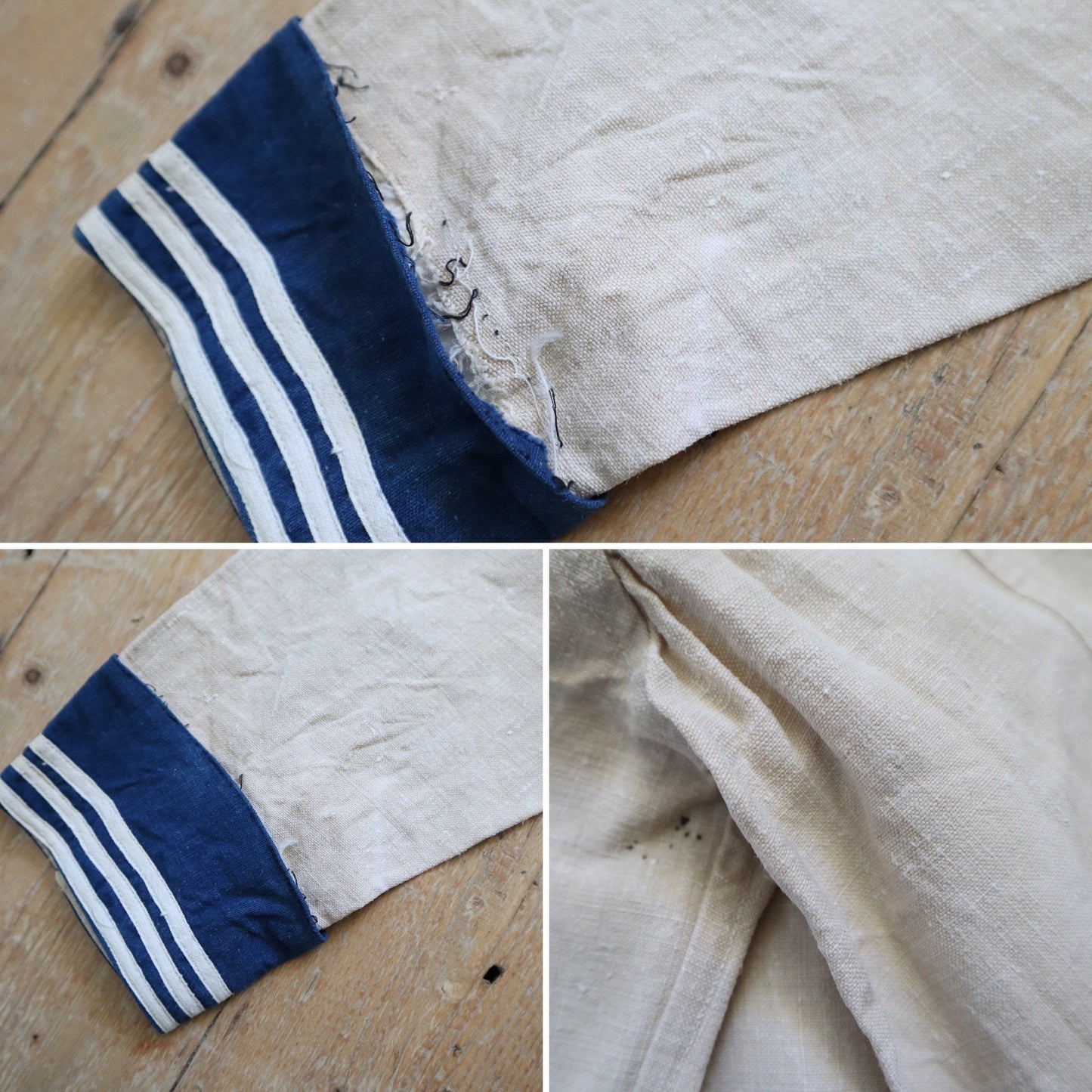 1920s French Naval Navy Sailor Jacket Linen Stamped Military Shirt Top