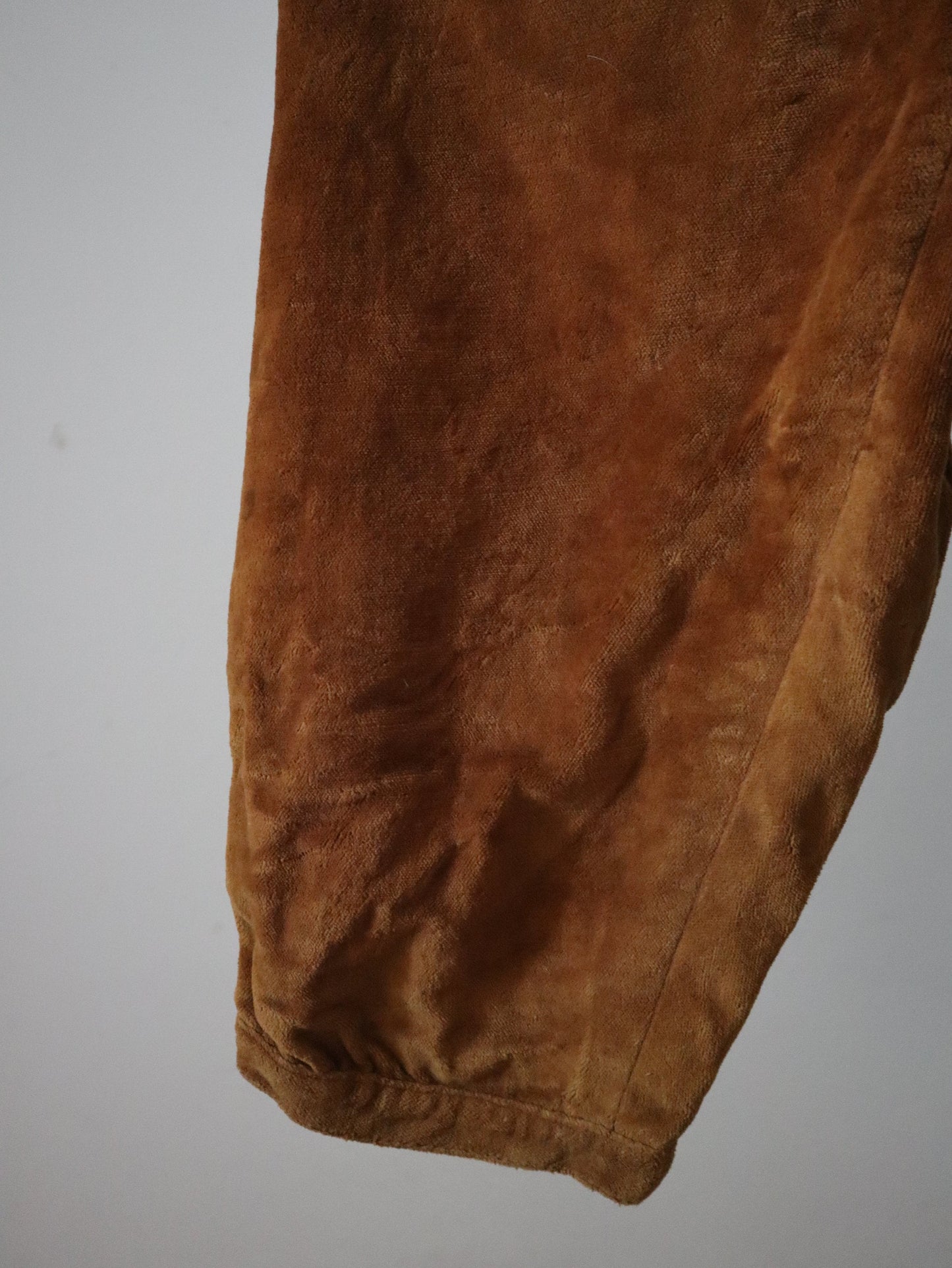 Antique French Brown Teddy Cotton Velvet Breeches Theatre Opéra Pants Trousers