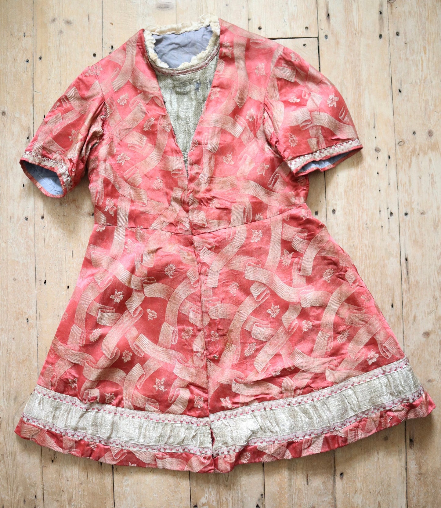 Antique 1910s French Opera Tunic | Renaissance Style Costume in Pink and Silver Lamé