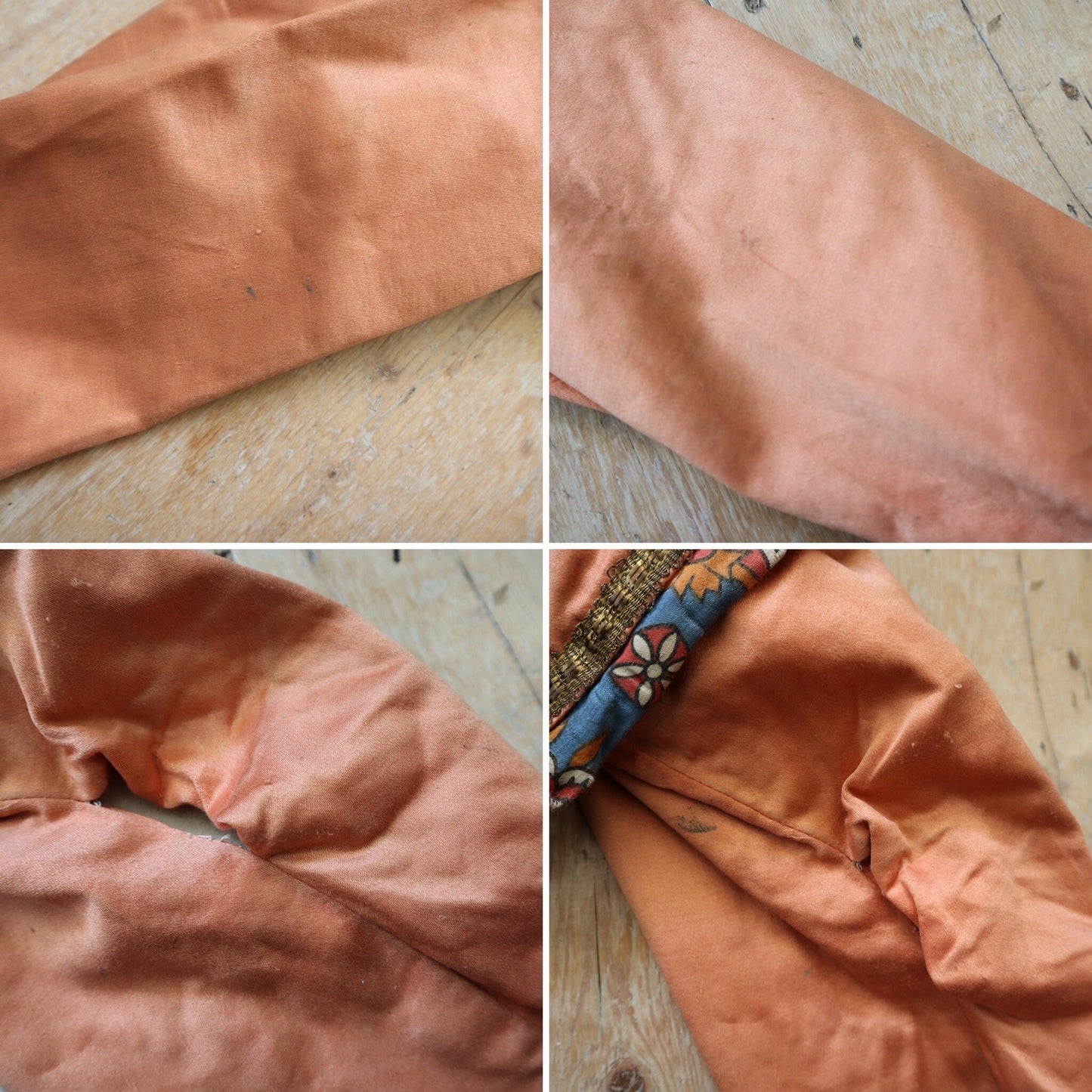 1910s - 20s French Theatre Opera Costume Tunic Dress Renaissance Style Peach Silk Pattern Fold Metal Ribbon Trim Antique