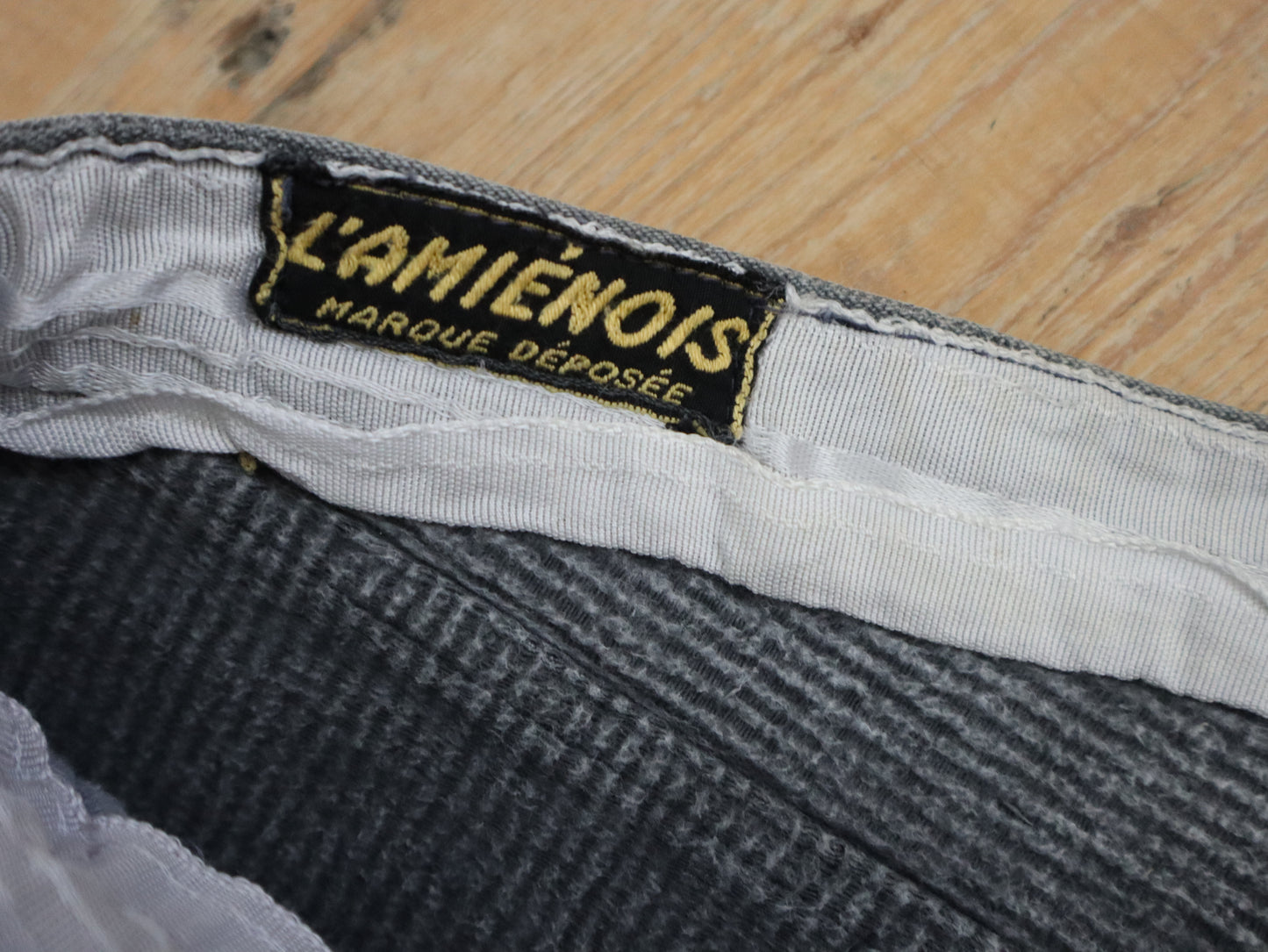 1940s 50s French Grey Workwear Trousers Pants Corduroy Darn Repairs L’Amienois