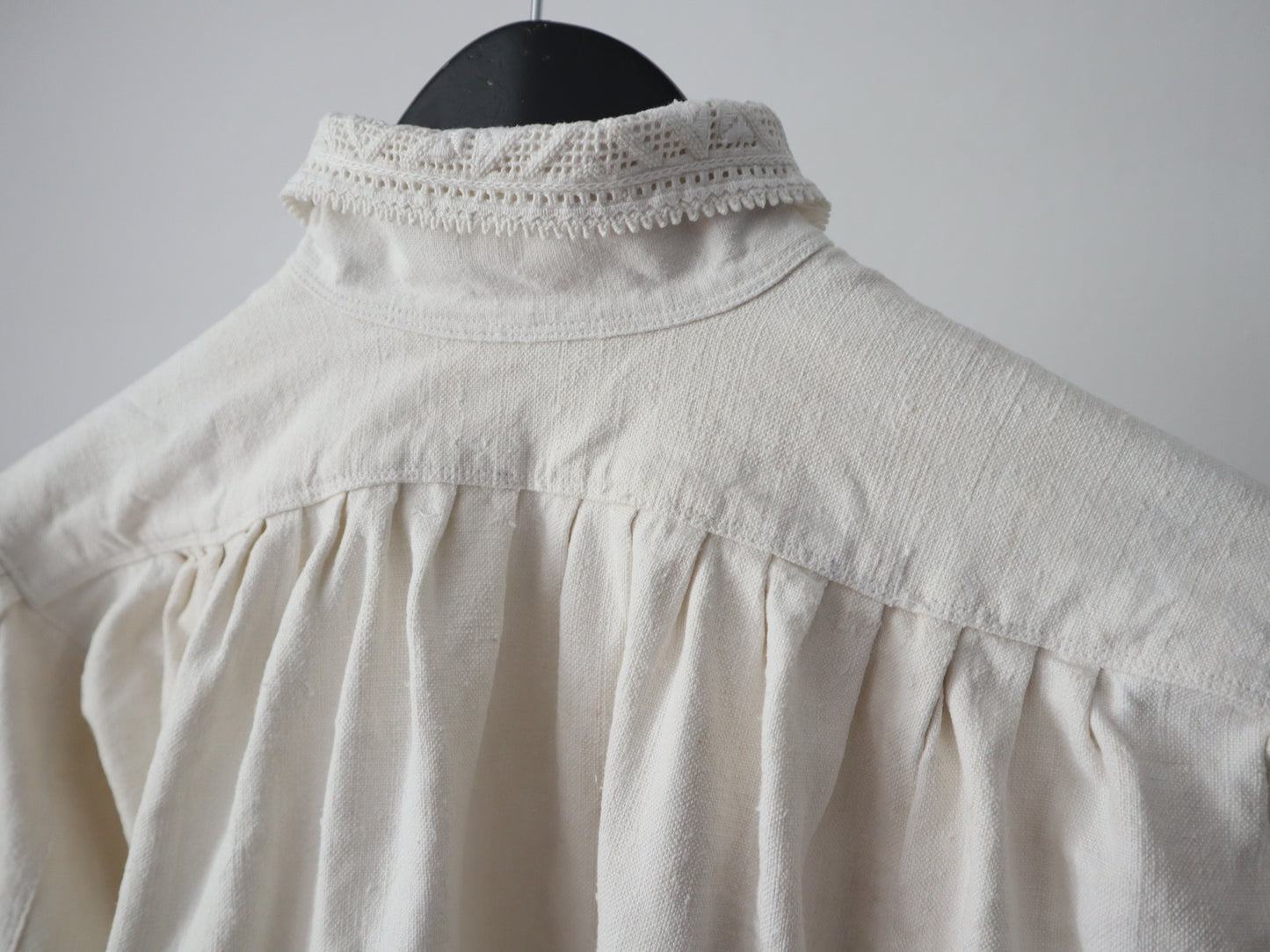 1930s Transylvanian Folk Blouse Zig Zag Cutout Traditional Romanian Linen Eastern European