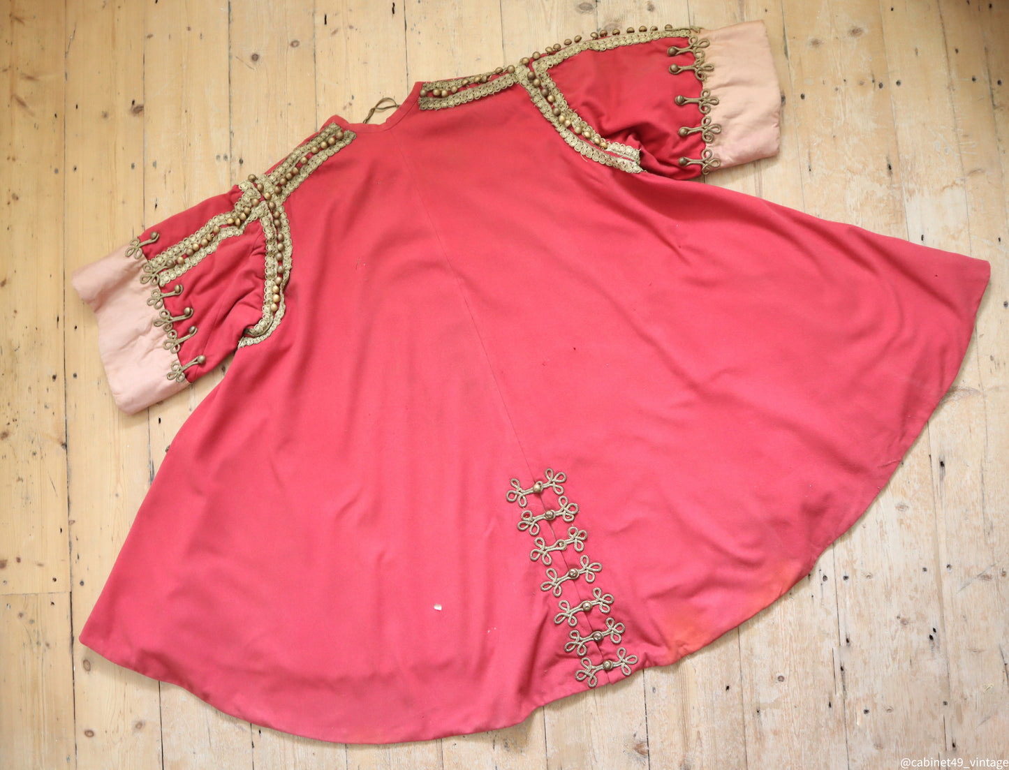 Antique French Pink Costume Tunic Jacket Gold Embellishments Opera Theatre 1910s