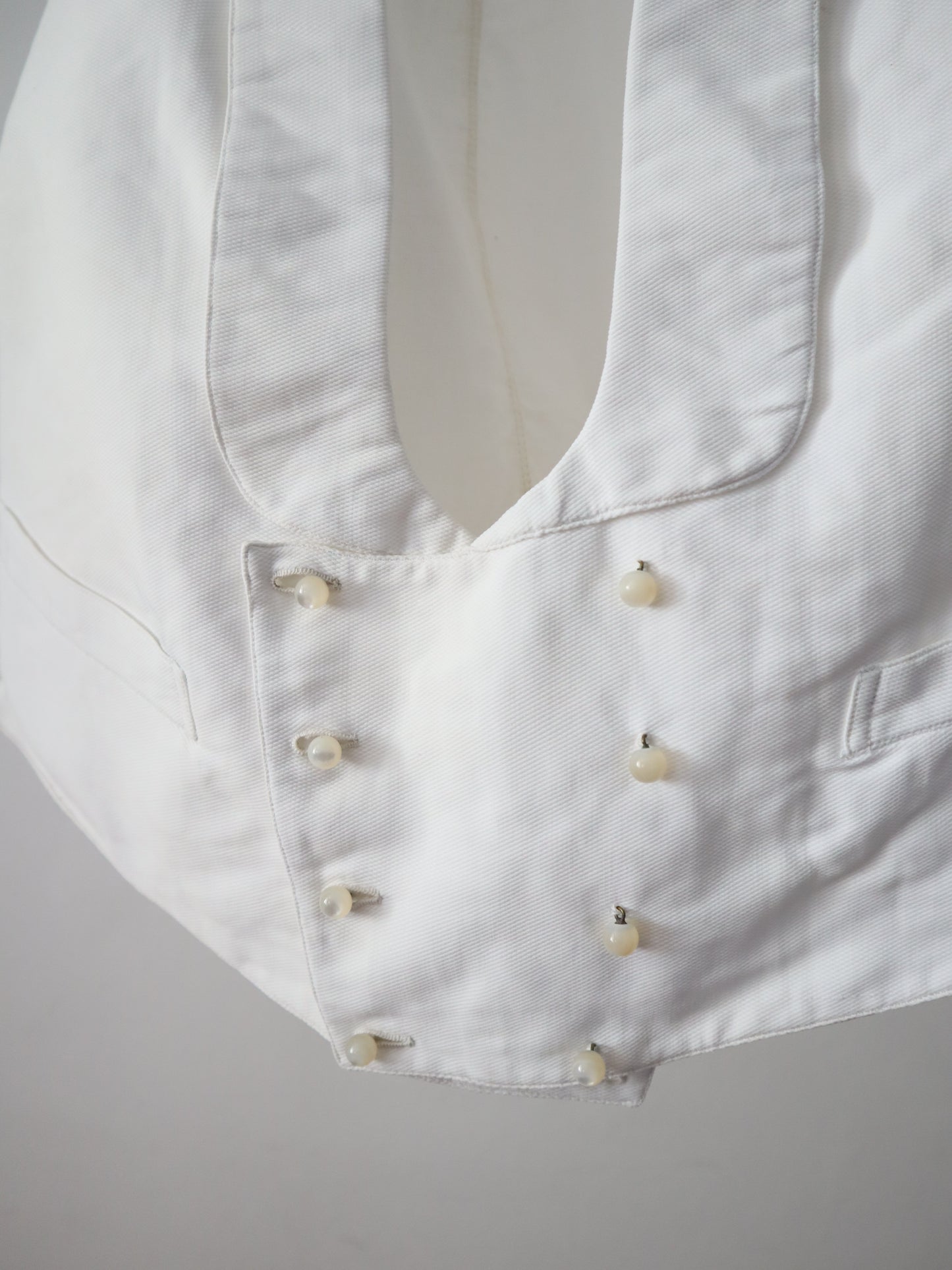 Antique French White Cotton Waistcoat Vest Piqué