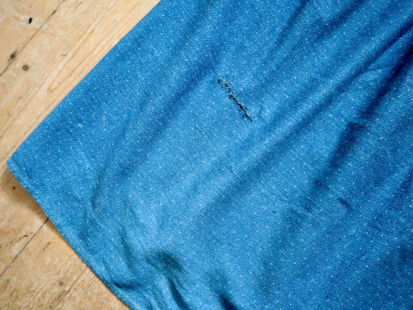 1920s French Blue Indigo Constellation Shirt Patched Repaired RARE Cotton Early Workwear Chore