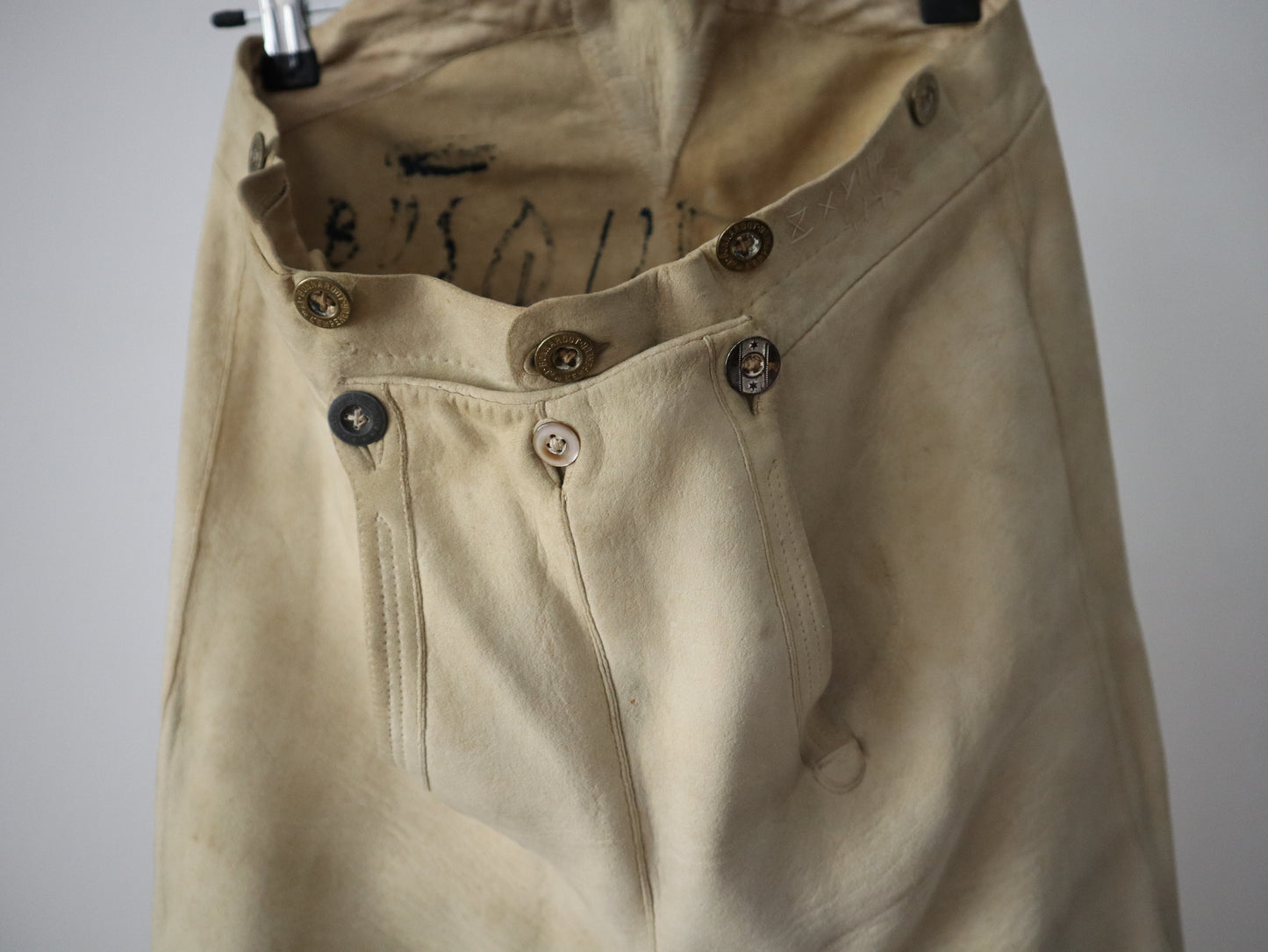 1800s French Buckskin Leather Cream Trousers Breeches RARE