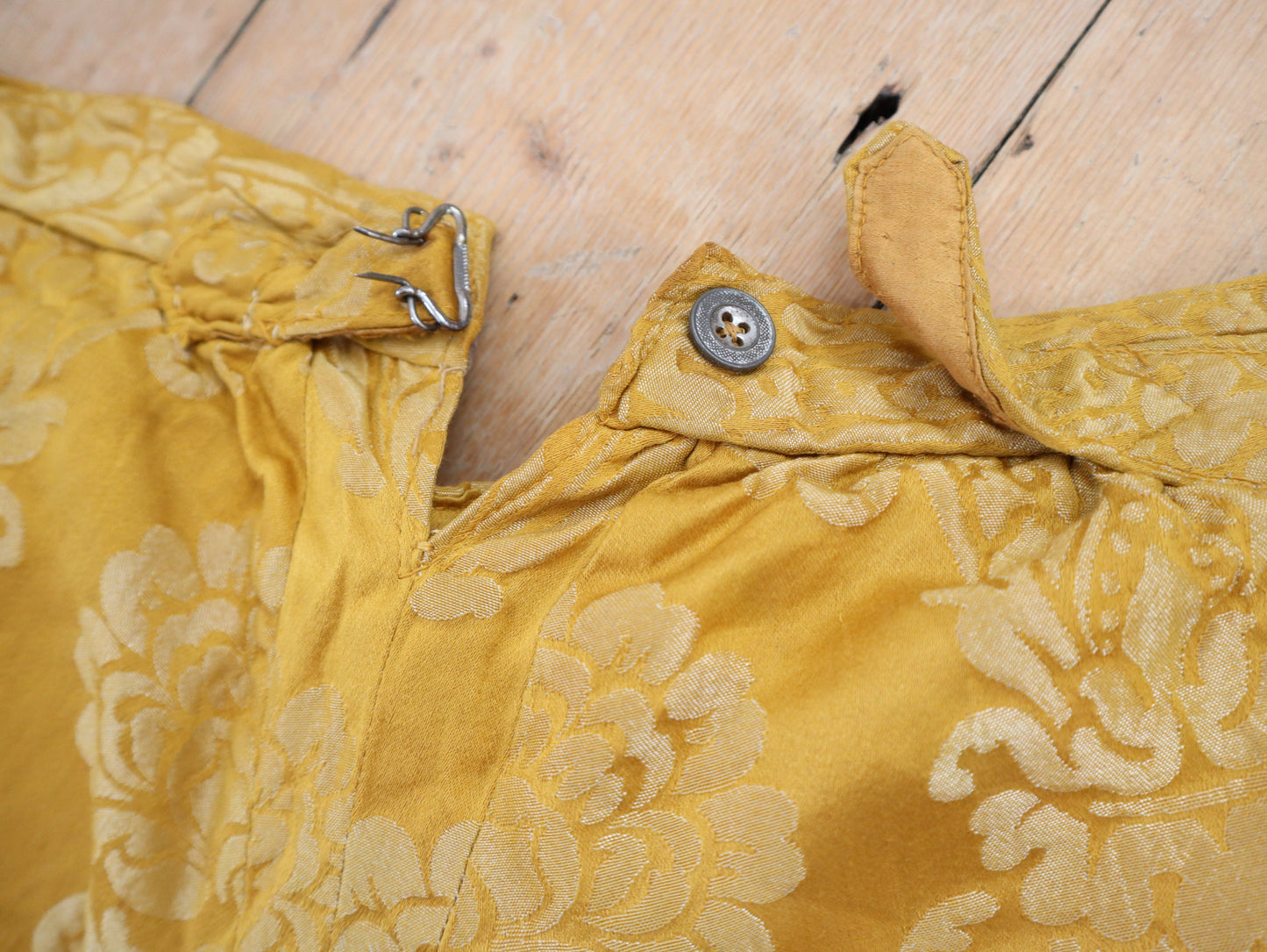 Antique French Golden Yellow Brocade Silk Breeches Pants Trousers Theatre Opera Costume