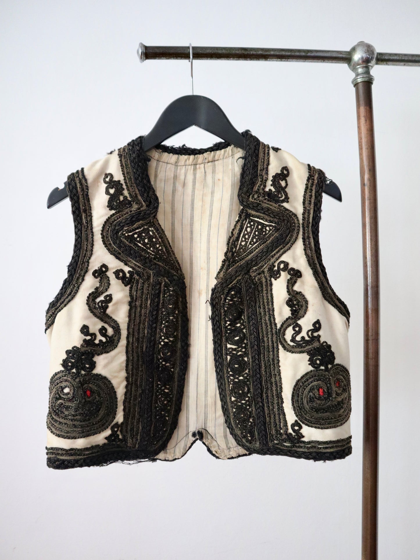 1920s 30s  Transylvanian folk waistcoat with black soutache decoration