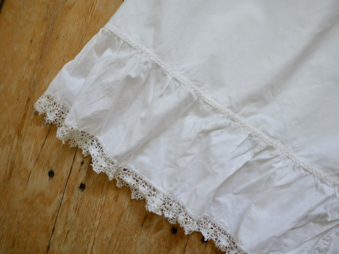 Antique French Bloomers white cotton embroidery early 1900s Embroidery Fine Crochet Lace Trim M P Monogram