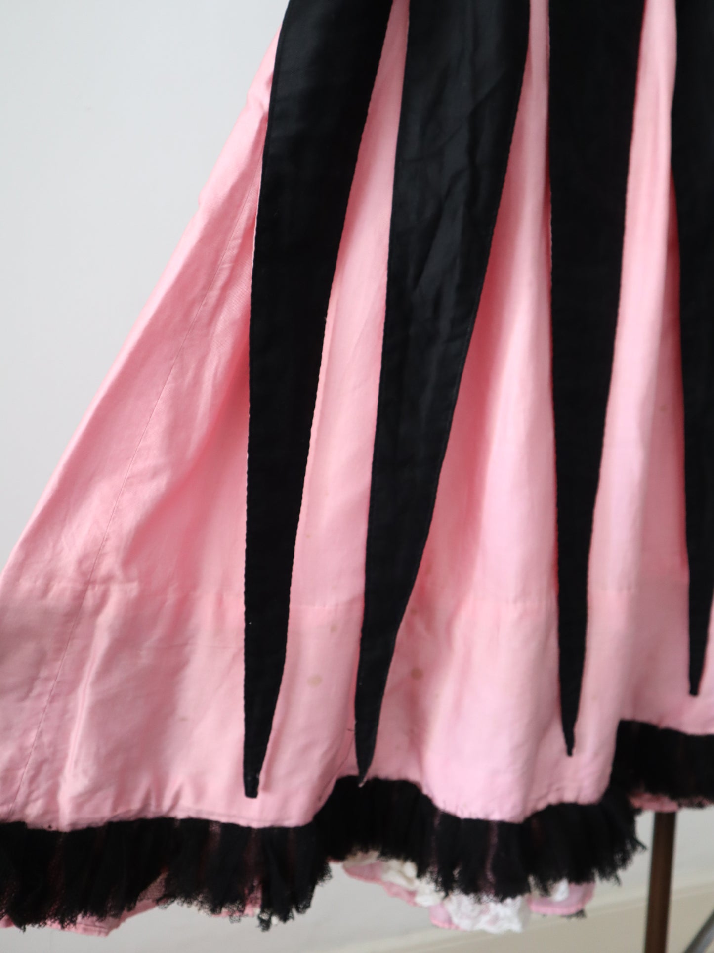 1920s 30s  French Costume Pink Black Bodice Skirt Theatre Cotton