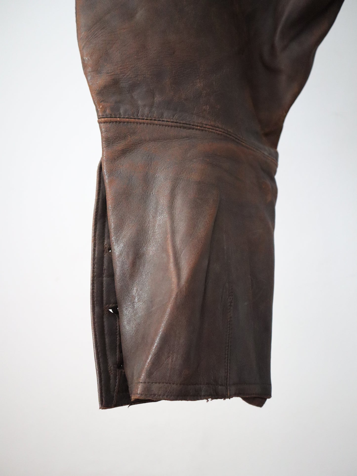 1920s - 30s French Brown Leather Breeches Pilot Trousers Pants High Waist Button Calves