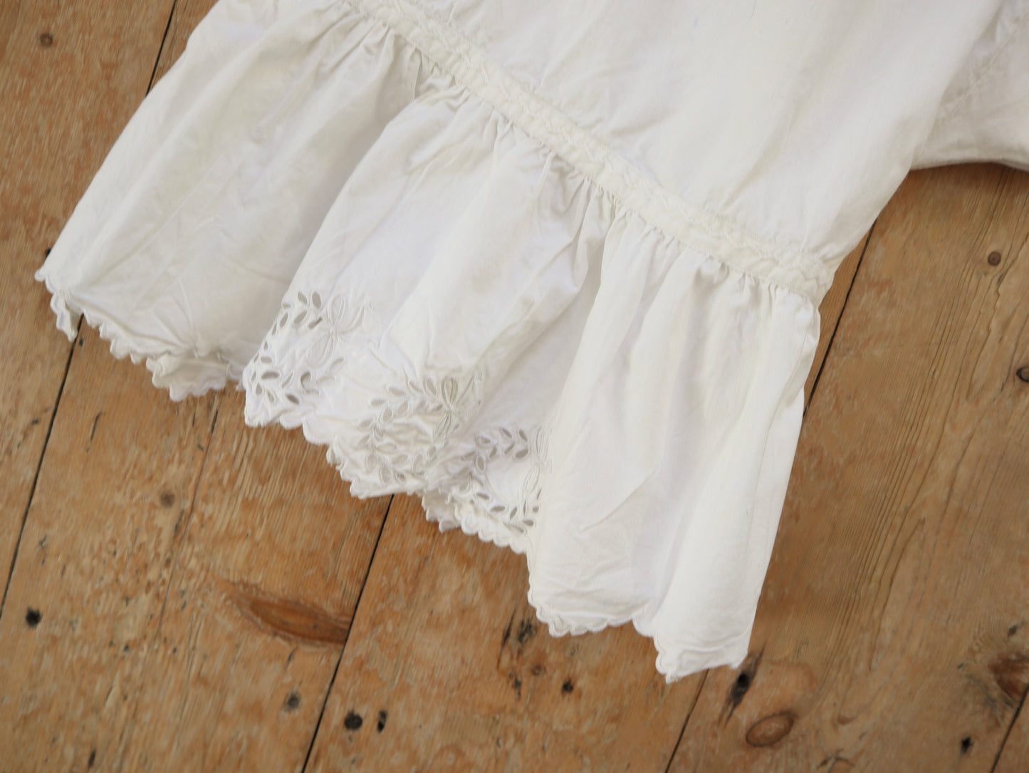 Antique French White Cotton Bloomers Knickers Embroidery Cutwork JG Monogram Early 1900s