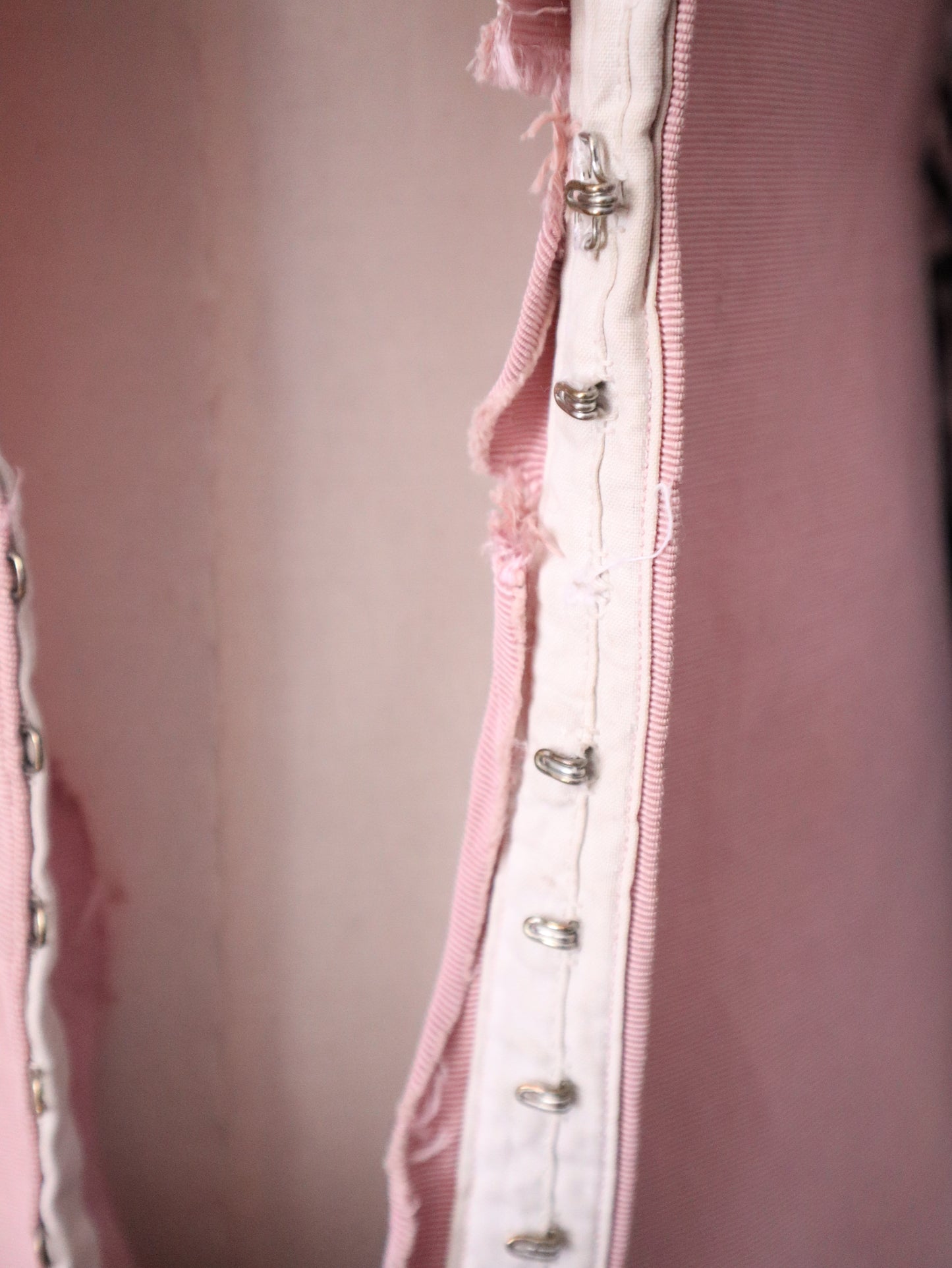 1930s -40s French Opera Tunic Dress by Henri Lebrun – Pink Grosgrain with Black Soutache Trim – Vintage Theatrical Costume