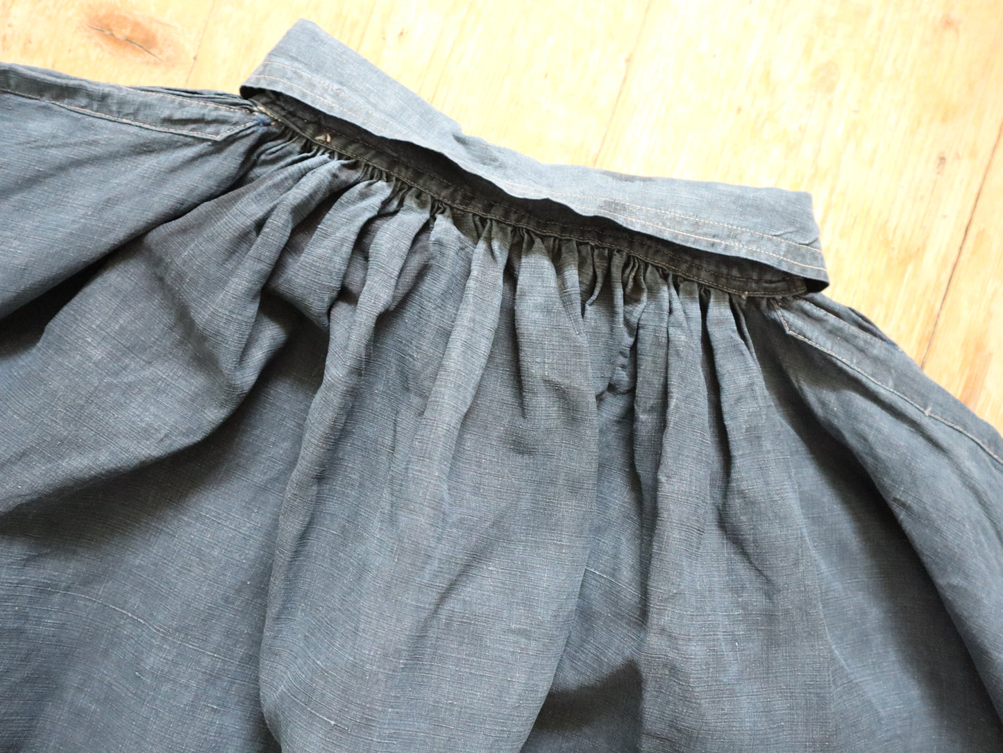 Antique French Indigo Linen Biaude Famers Smock