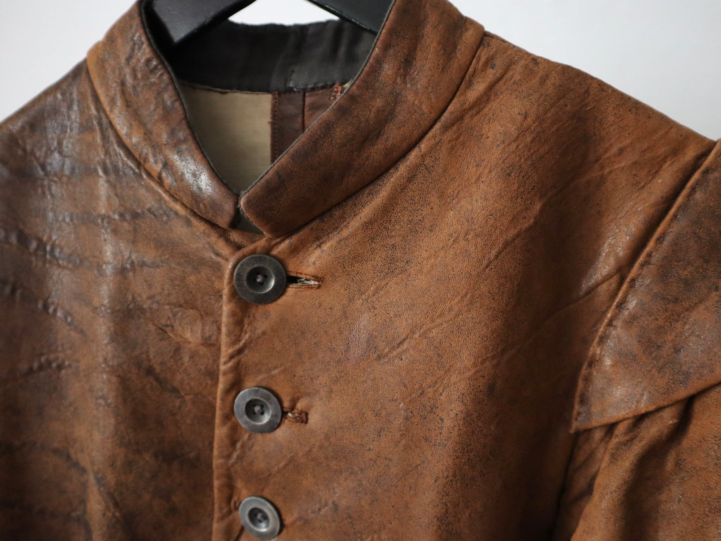 16th Century Style Leather Doublet Jacket Royal Opera House Costume Brown Ruched Sleeves Renaissance Medieval