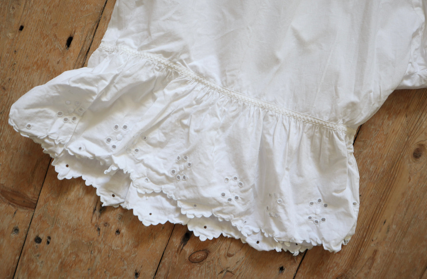 Antique French White Cotton Bloomers Knickers Embroidery Cutwork JG Monogram Early 1900s