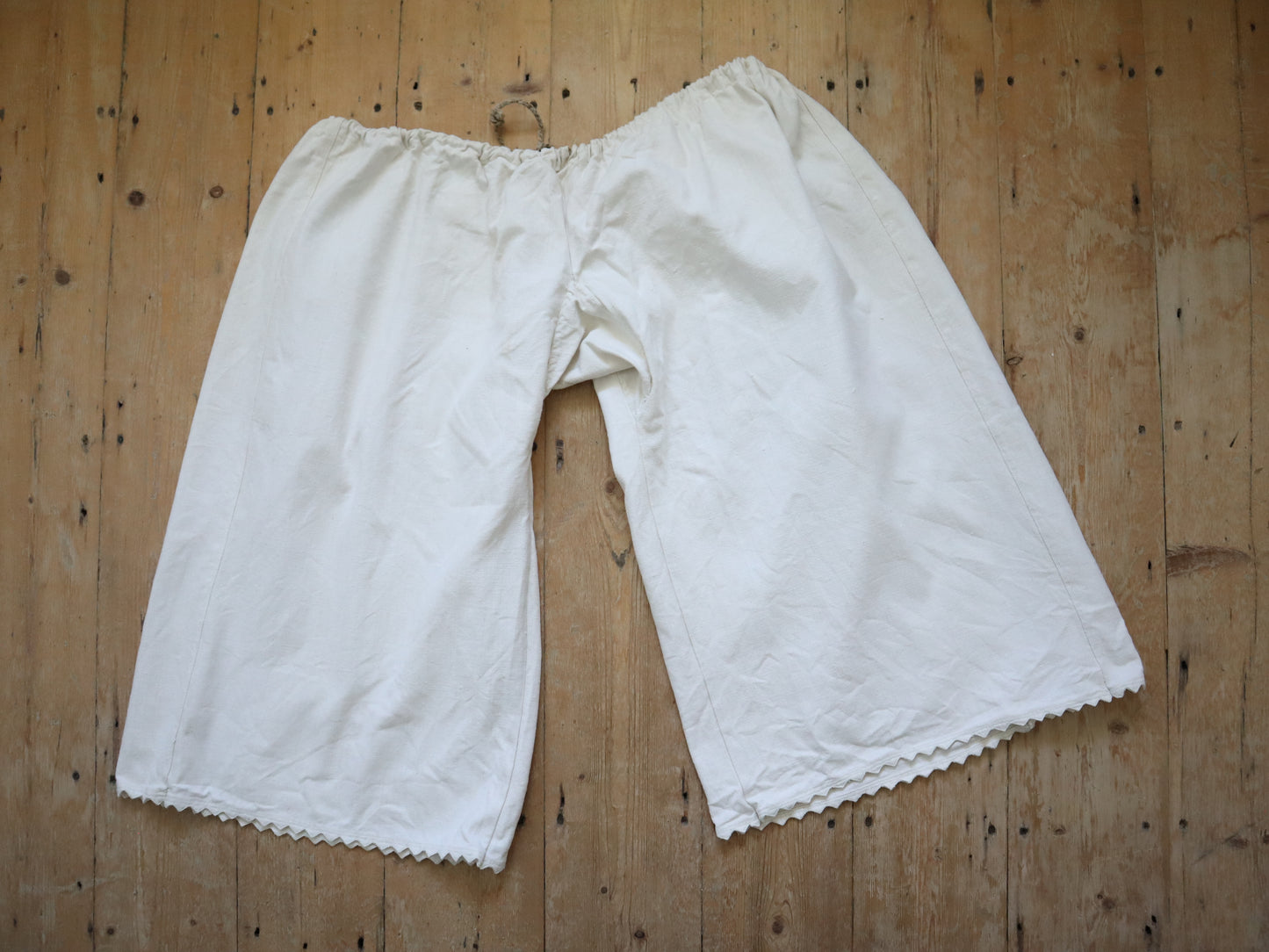 C.1930s Transylvanian Linen Woven Folk Trousers Pants Cropped Wide