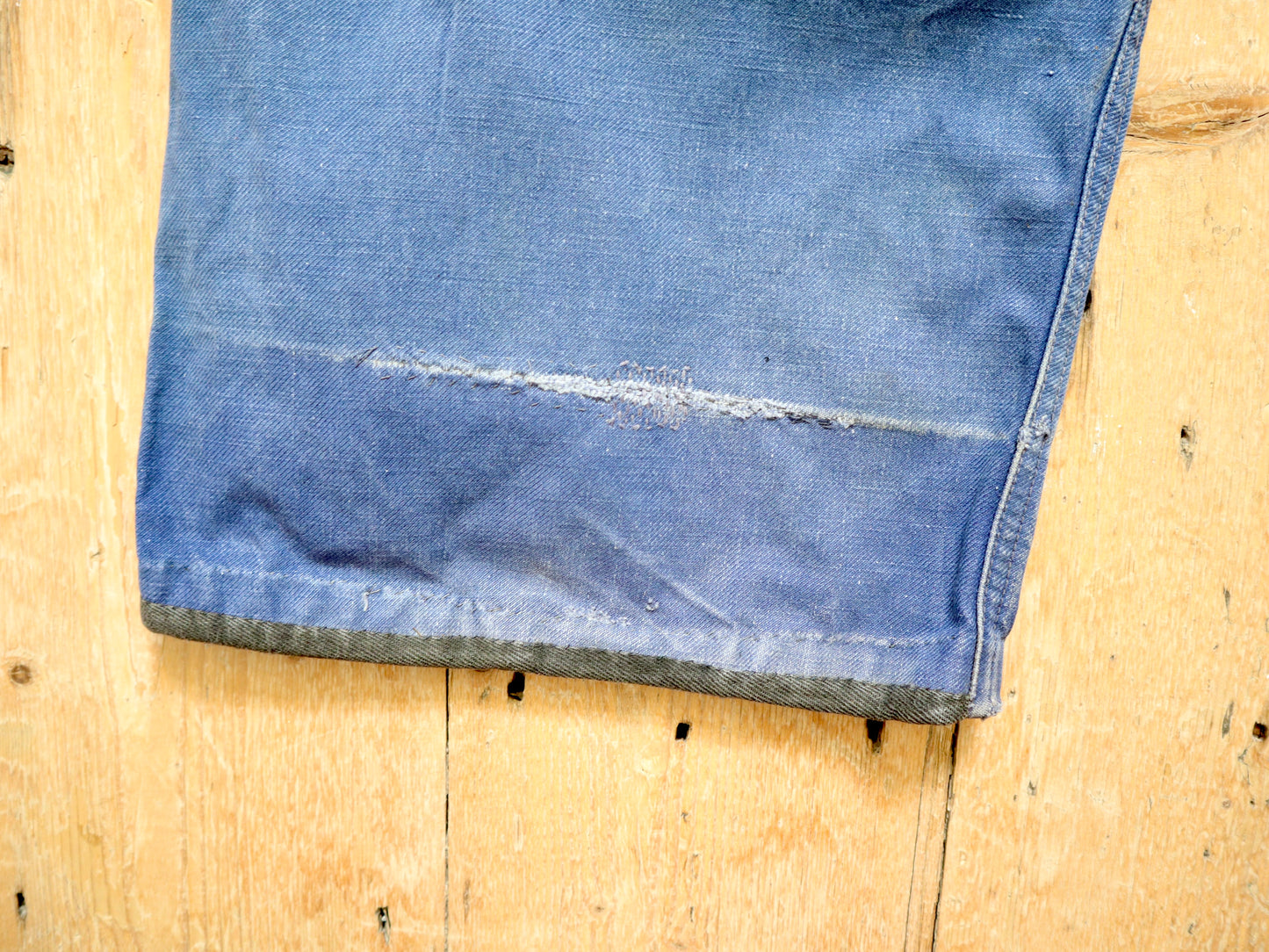 1940s French Blue Cotton Workwear Trousers Chore Pants Twill