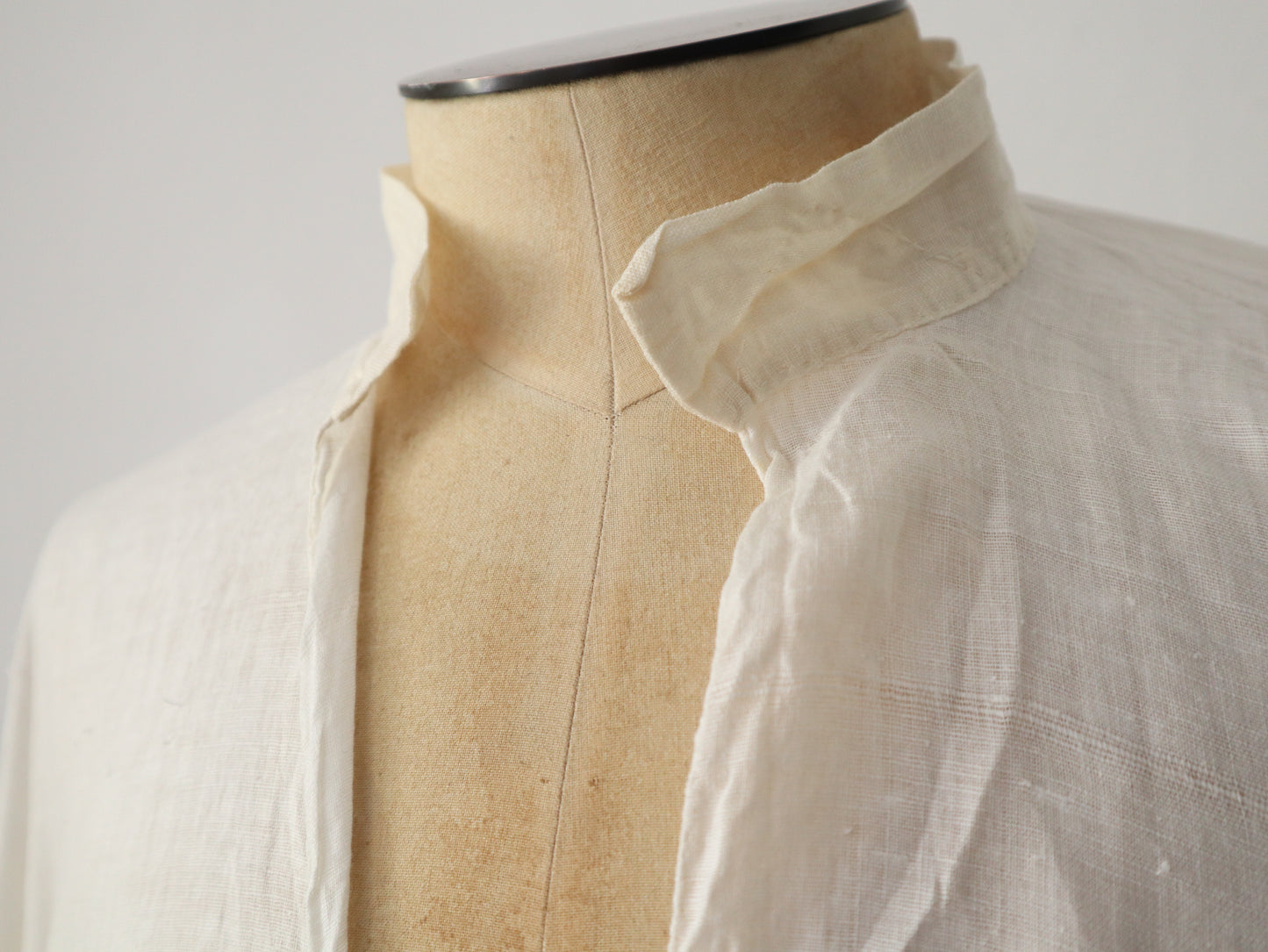 1930s North African Cotton Muslin Tunic Top Long Wide Sleeves