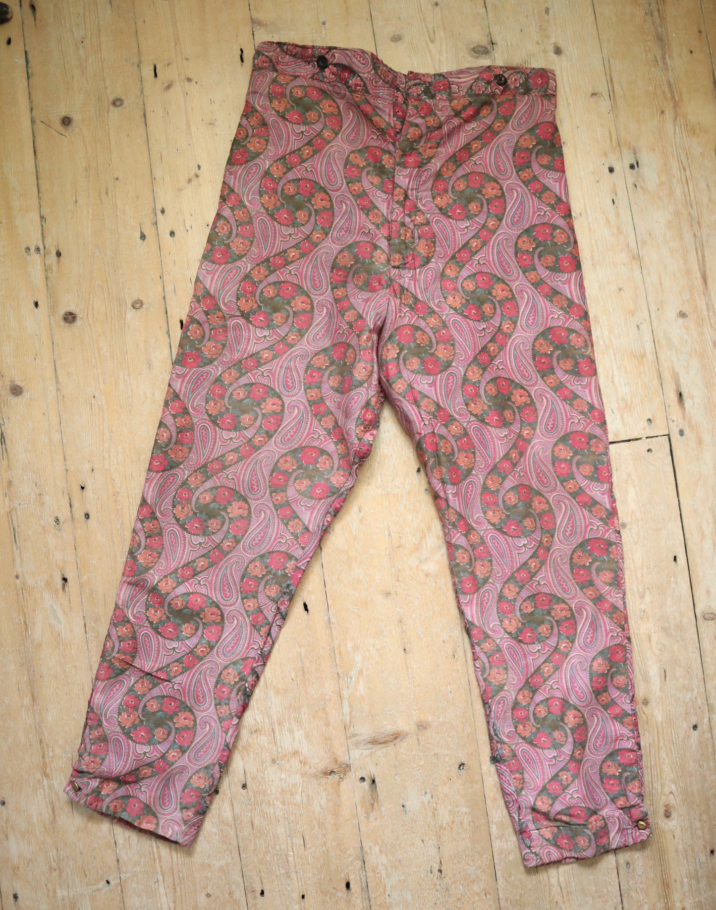 1920s French Opera Costume Trousers Rose Paisley Pink