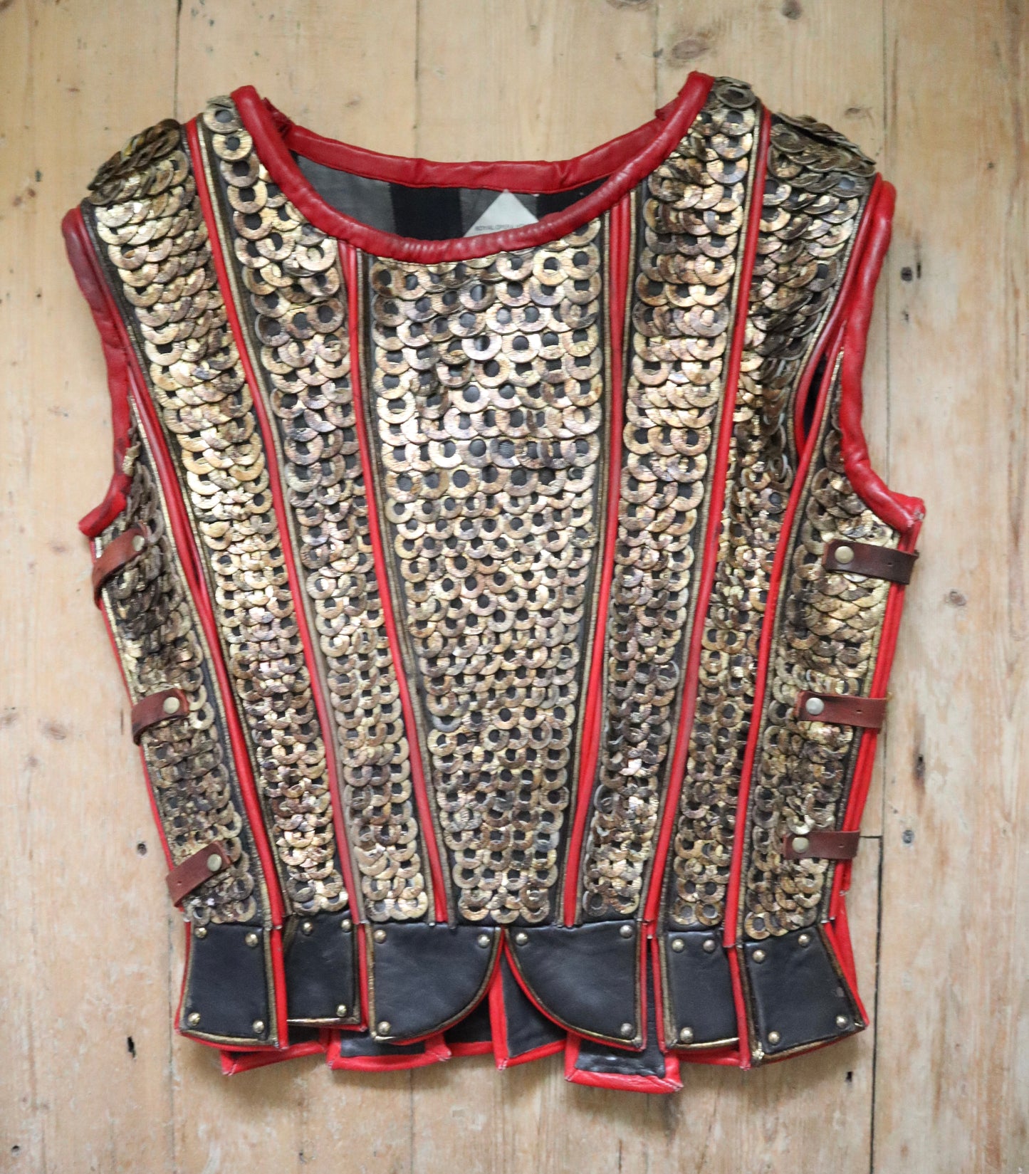 Royal Opera House OTHELLO Leather Armour Vest Costume Red Gold Buckles