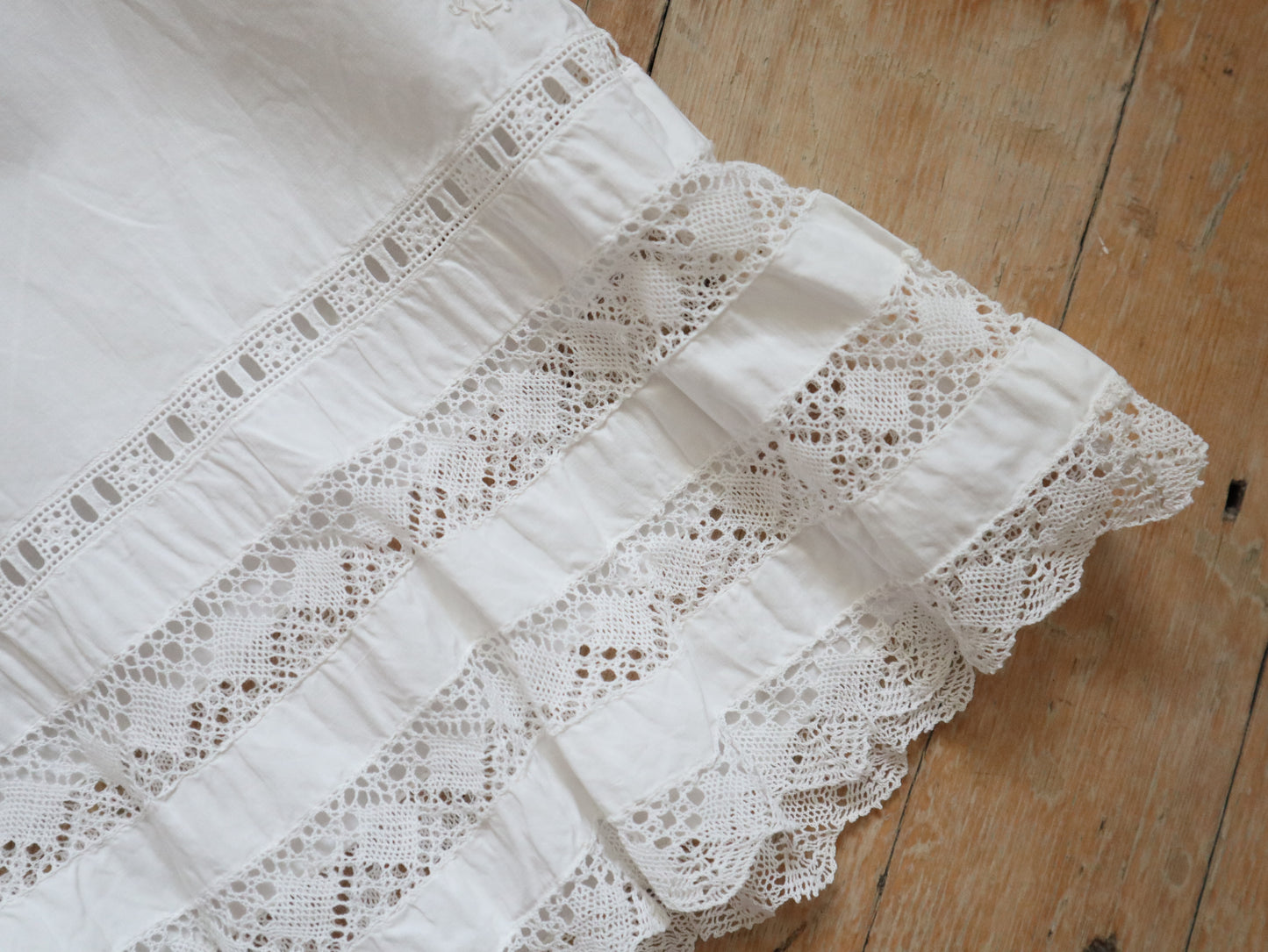 Antique French White Cotton Bloomers Knickers Crochet Lace Early 1900s