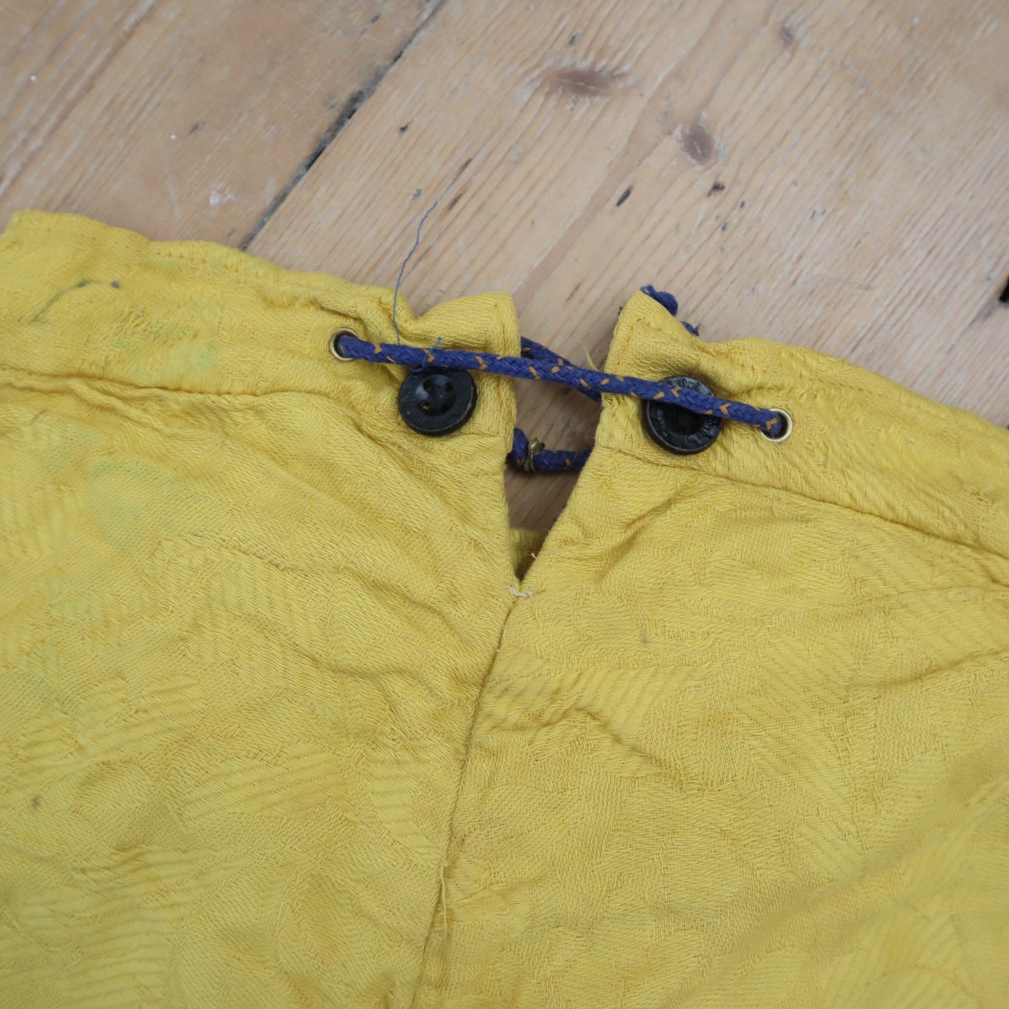 Antique French Child’s Theatre Costume Breeches Yellow Cotton Renaissance Slash Puff