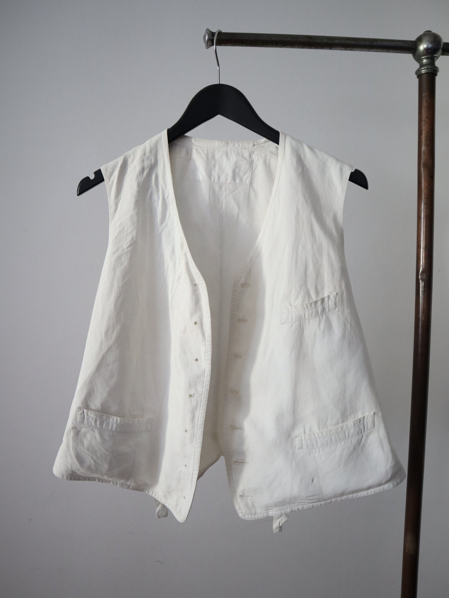 1910s French White Cotton Waistcoat Vest Antique