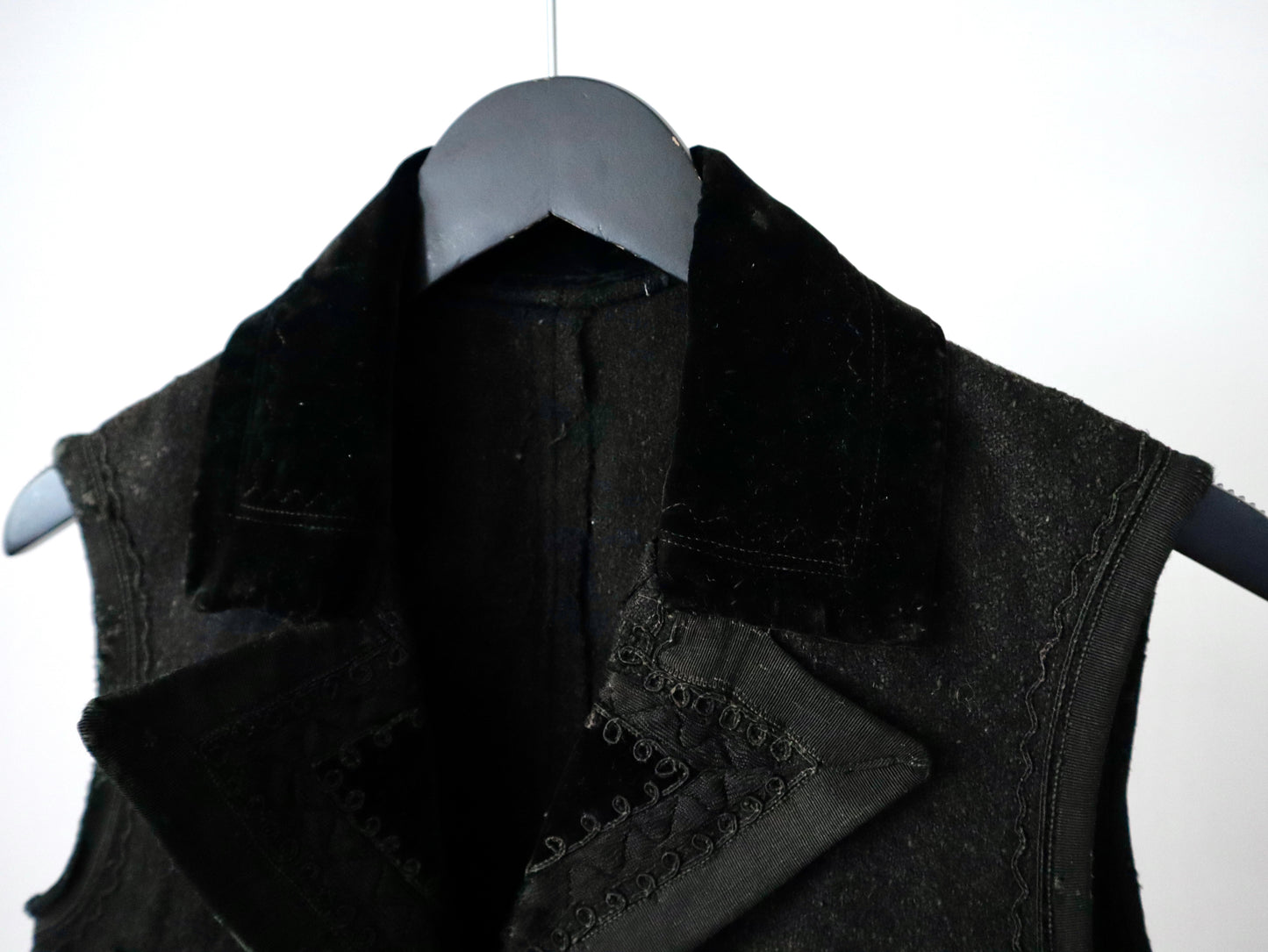 Antique Transylvanian folk waistcoat 1920s black wool traditional clothing